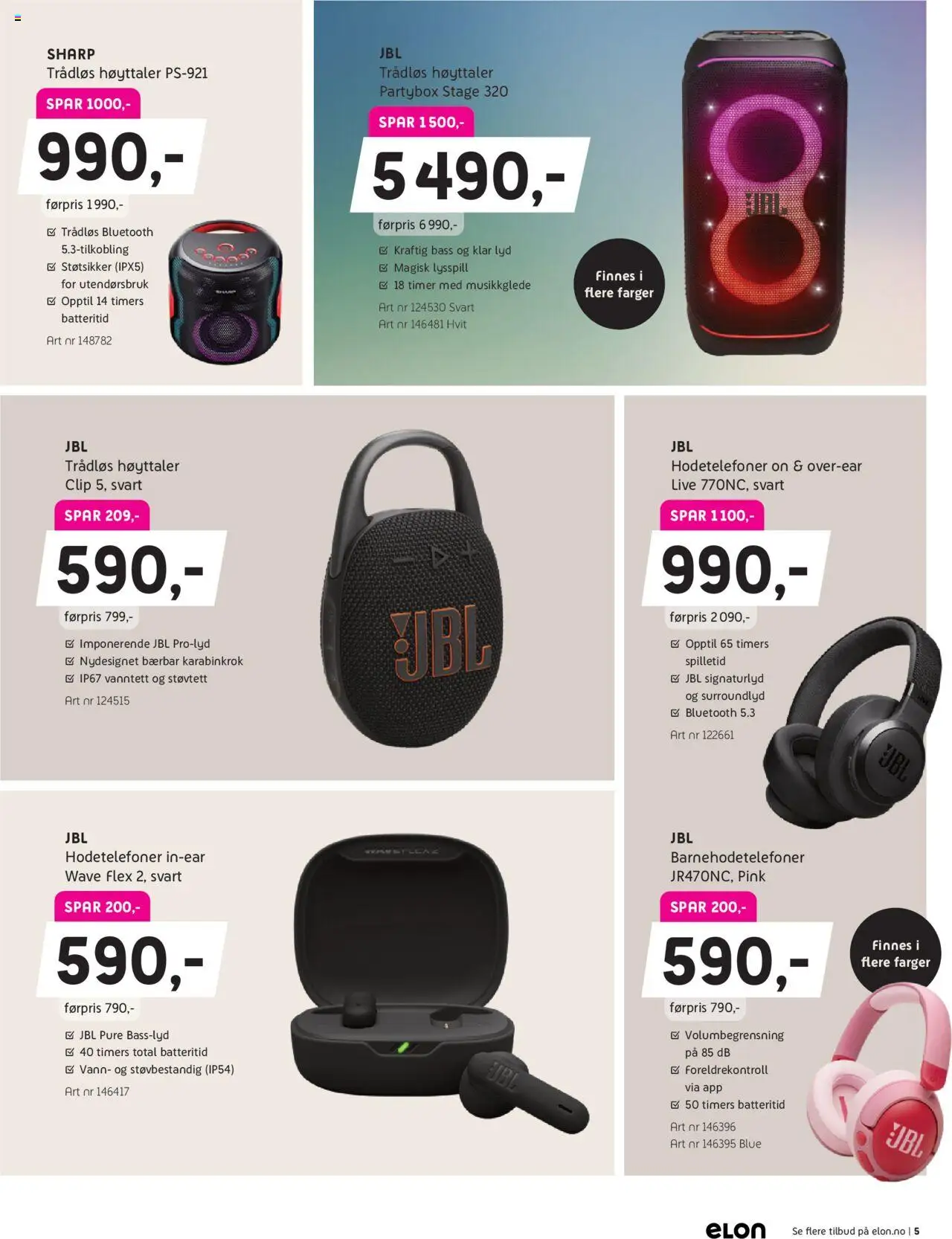  | Side: 5 | Produkter: Lyd, Hodetelefoner, Høyttaler, Вермішель