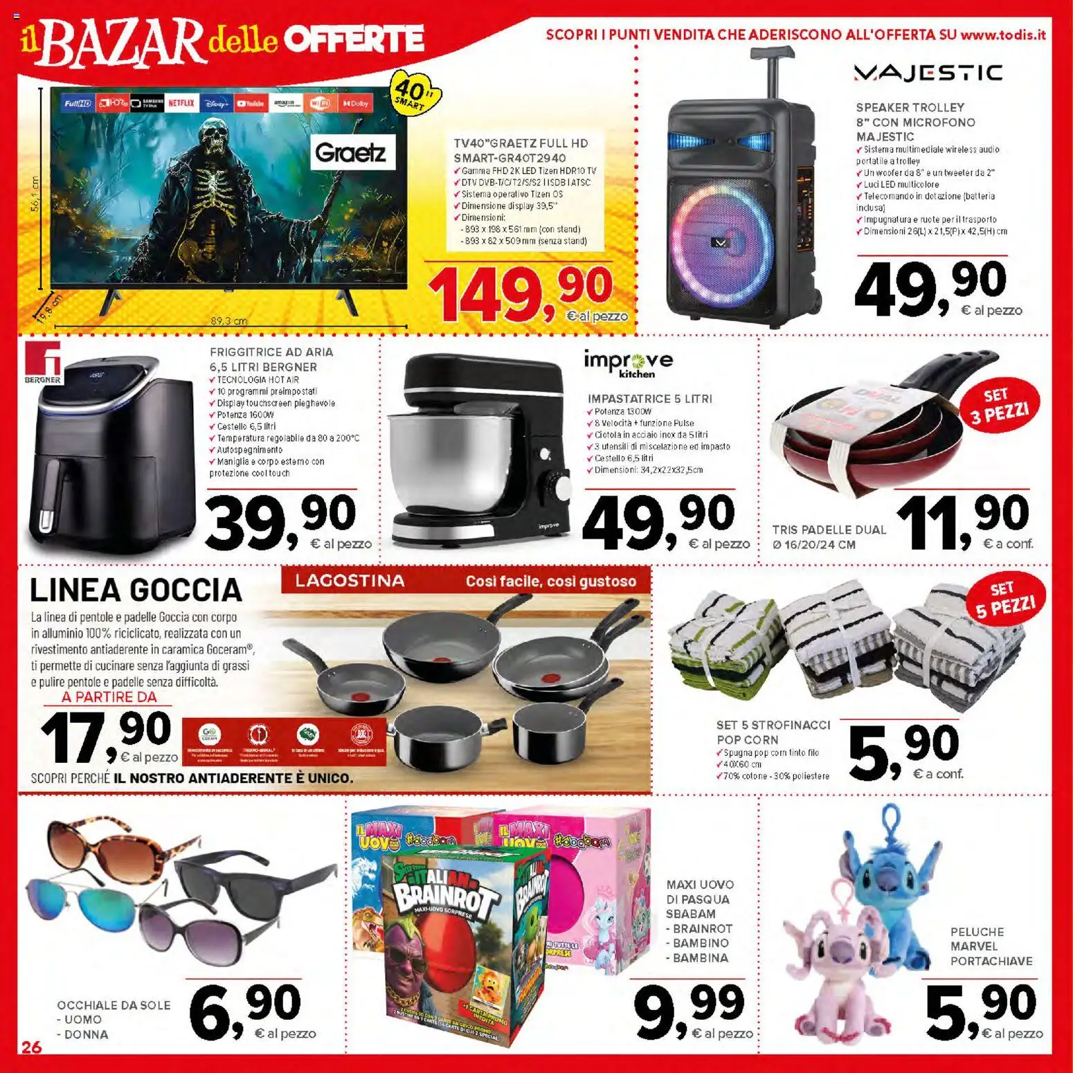 Volantino Todis del 26.03.2026 | Pagina: 26 | Prodotti: Microfono, Speaker, Ciotola, Batteria