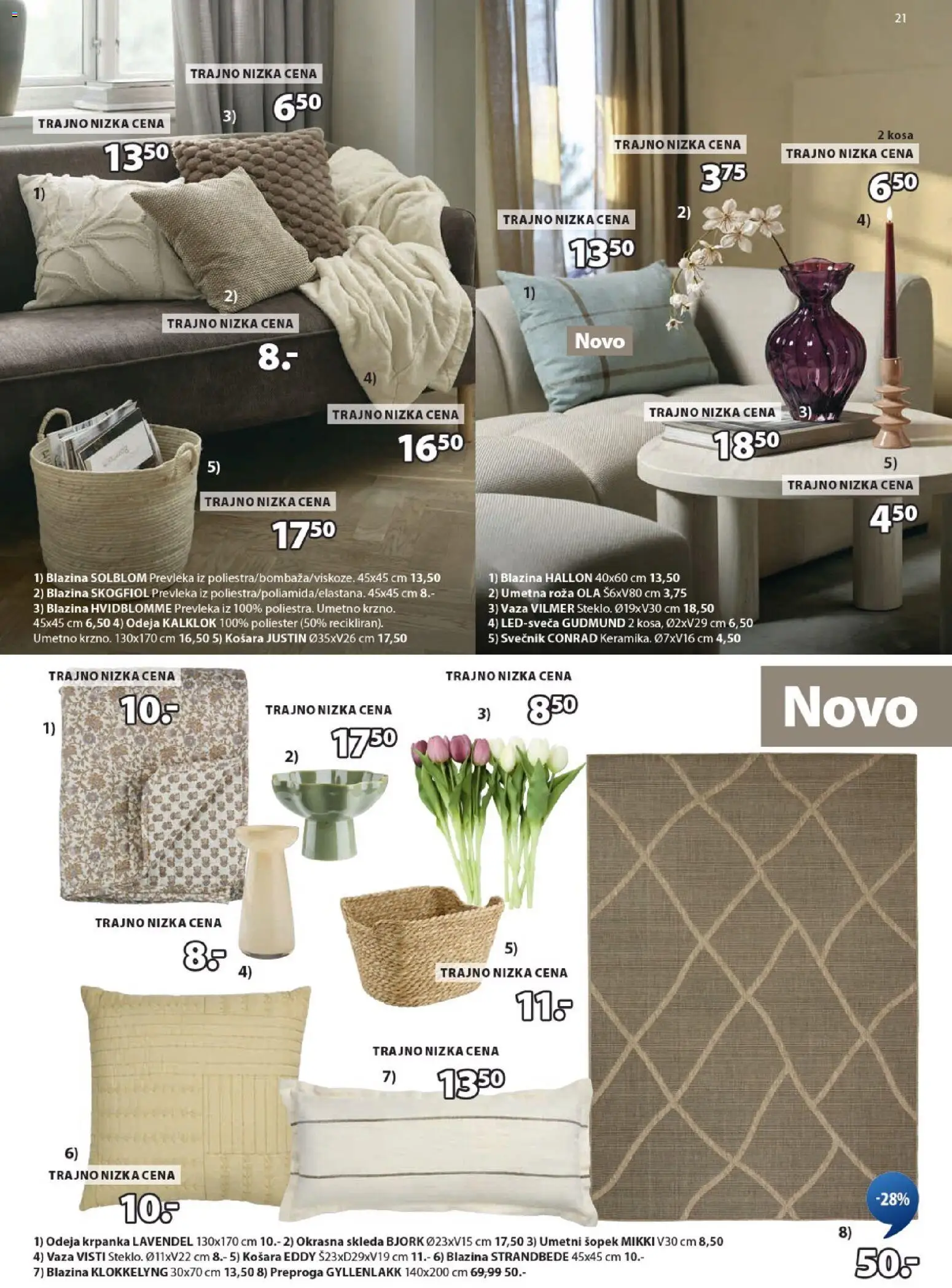 Novi JYSK katalog ponudbe – veljaven od 04.03.2026 | Stran: 21 | Izdelki: Svečnik, Šopek, Preproga, Vaza