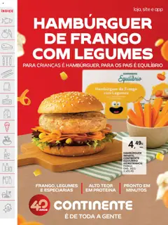 HAMBÚRGUER INFANTIL CONTINENTE EQUILÍBRIO MONSTRINHOS FRANGO, Hambúrguer infantil de frango com legumes │ válido de 16.09.2025 | Página: 26 | Produtos: Frango, Hambúrguer, Proteina