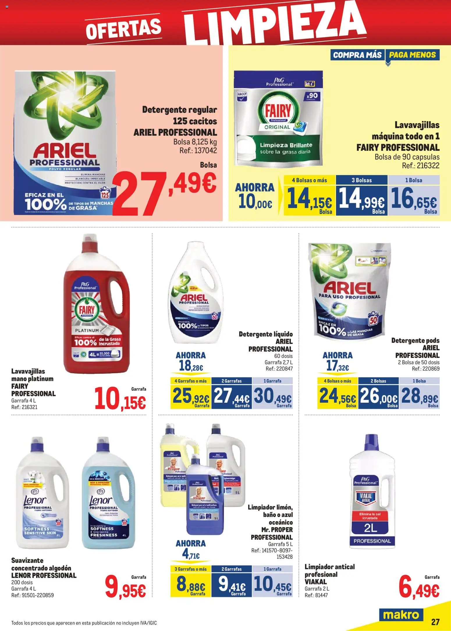 Makro - Precios Sur │ válido desde el 06.01.2026 | Página: 27 | Productos: Detergente, Suavizante, Bolsa, Baño