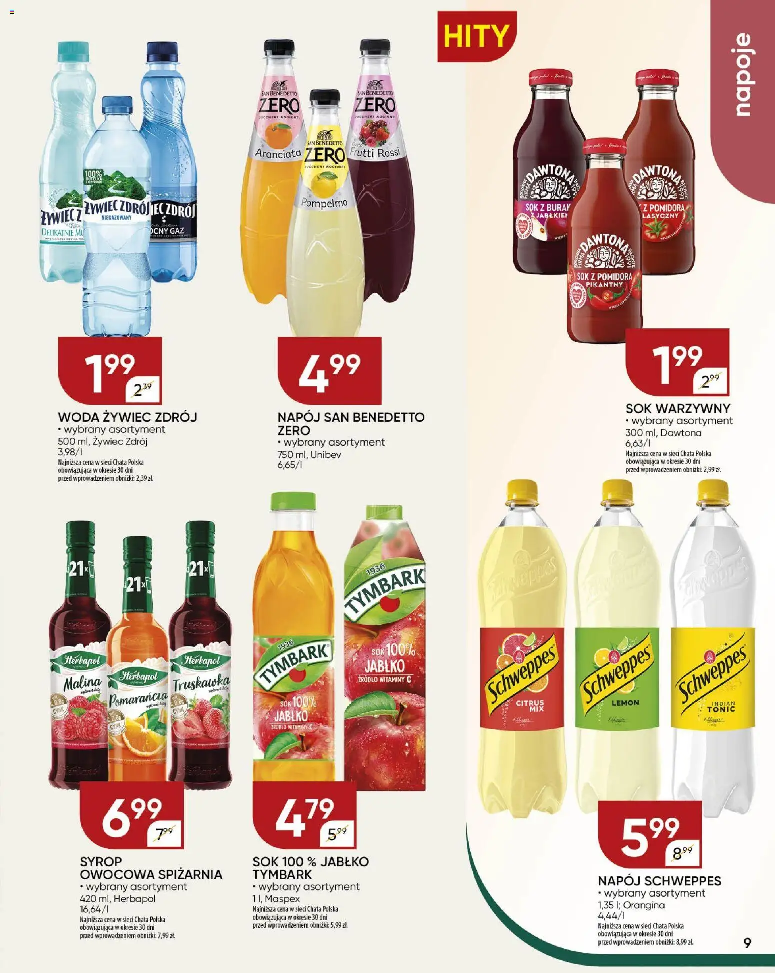 Chata Polska Gazetka od 29.12.2025 | Strona: 9 | Produkty: Burak, Sok, Woda, Sok warzywny