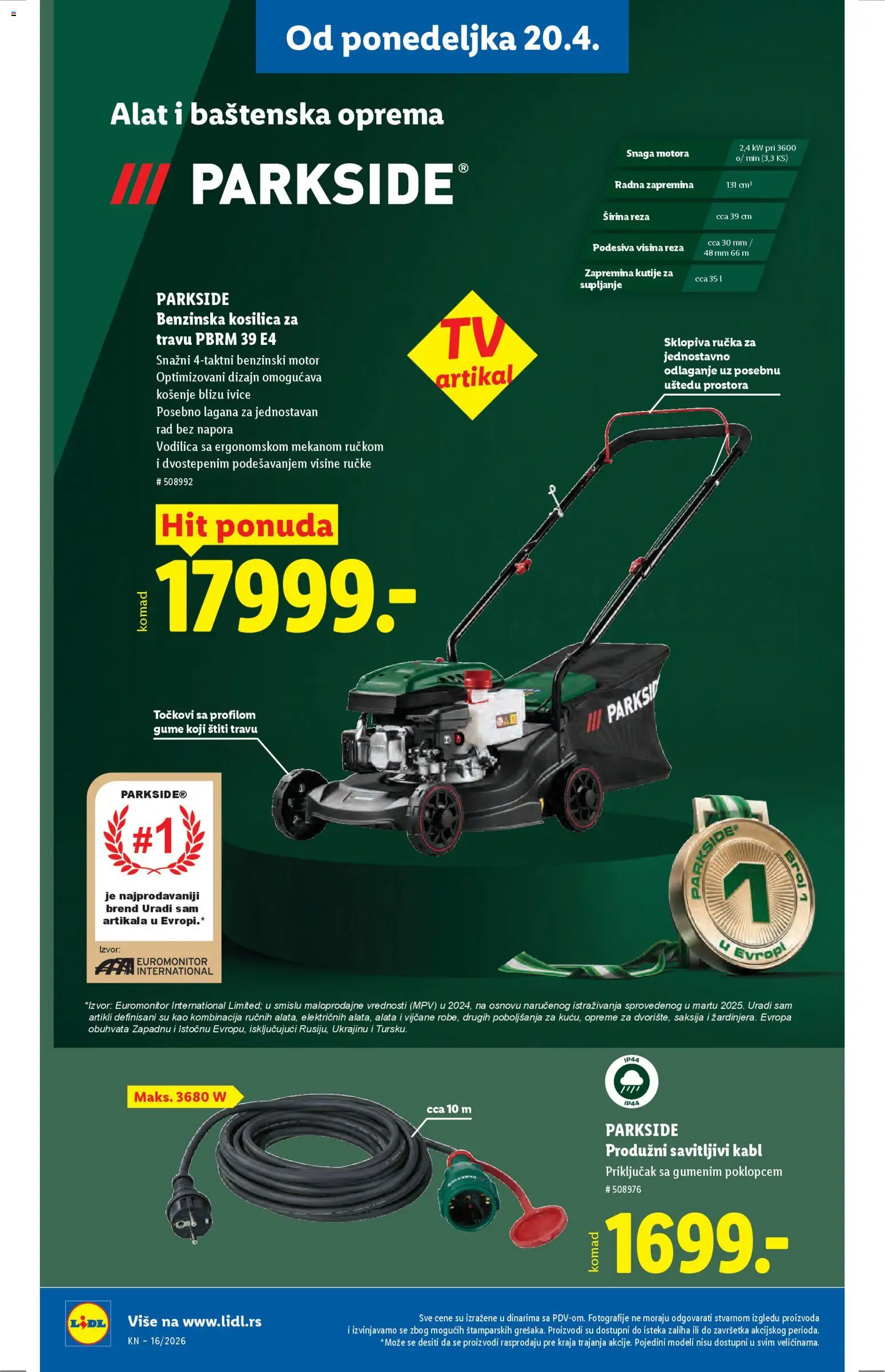 Lidl katalog - važi od 16.04.2026 | Strana: 78 | Proizvode: Parkside, Kosilica, Saksija, Kabl