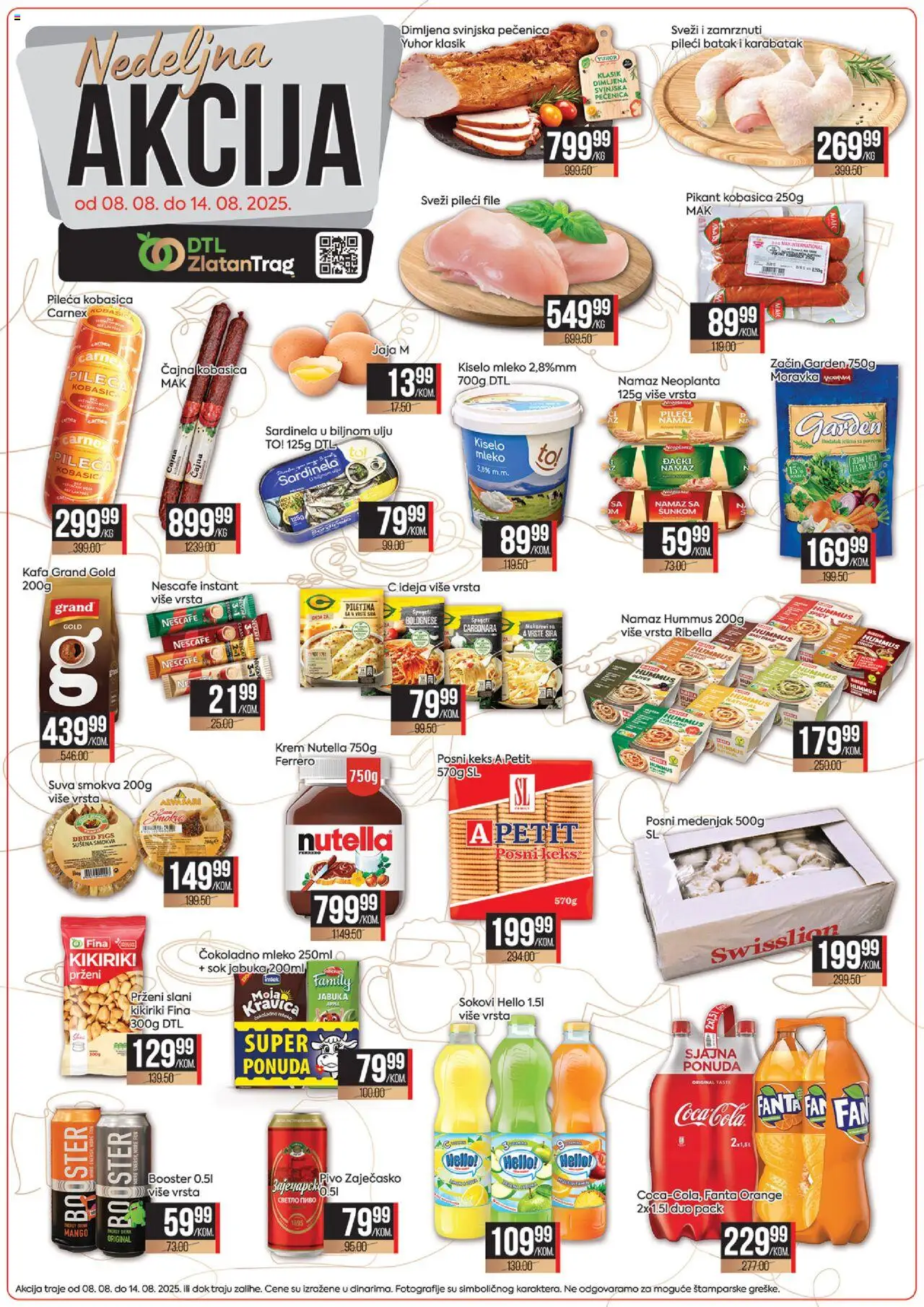Zlatan Trag katalog - važi od 08.08.2025 | Strana: 1 | Proizvode: Čokoladno mleko, Mleko, Sok, Kobasica
