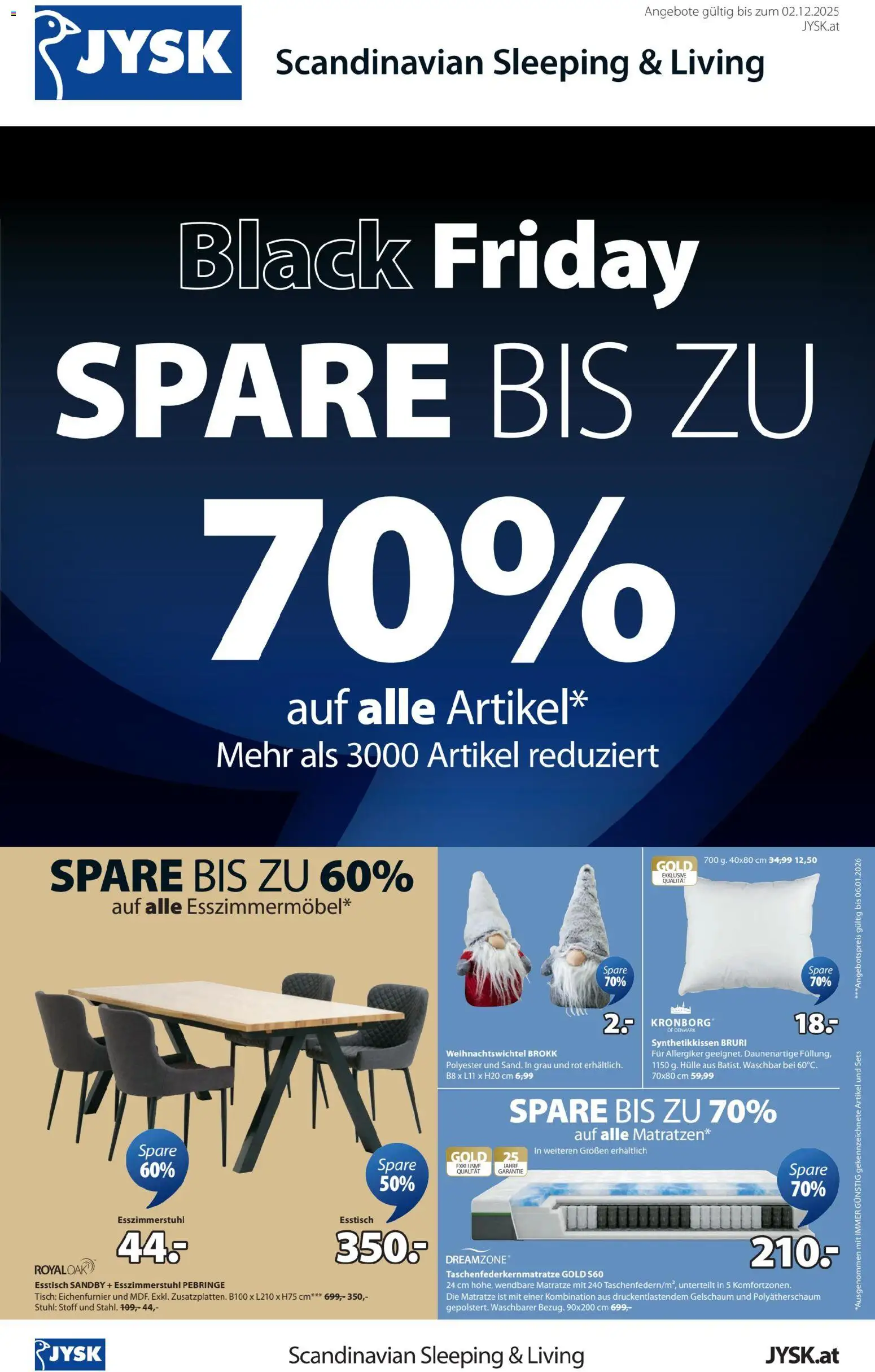 JYSK - Black Friday gültig ab 24.11.2025 | Seite: 1 | Produkte: Hülle, Matratze, Tisch, Stuhl