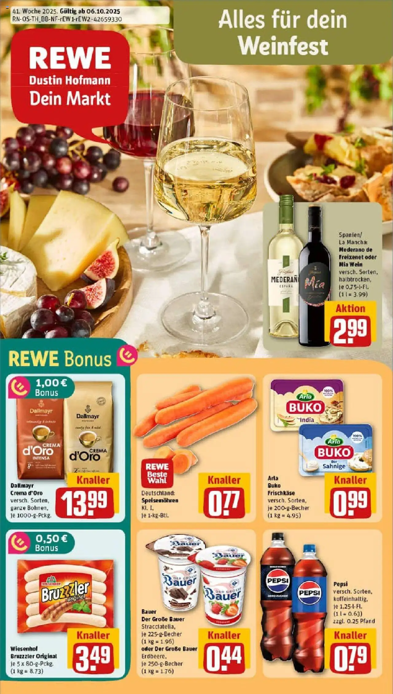 Rewe prospekt Gotha	 – gültig ab 06.10.2025 | Seite: 1 | Produkte: Freixenet, Pepsi, Wein, Frischkase