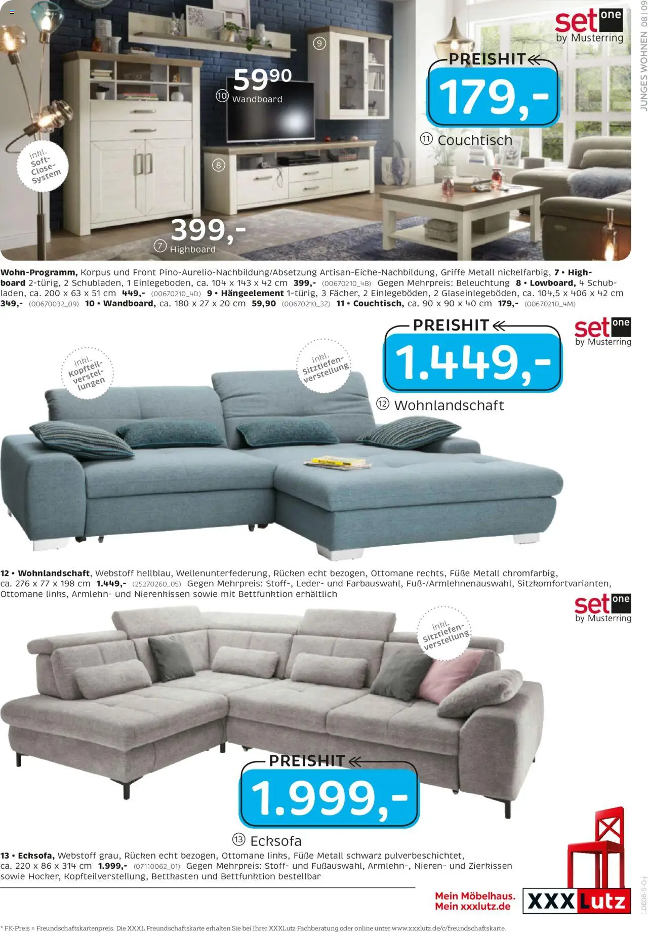 XXXL Lutz Junges Wohnen - gültig ab dem 28.07.2025 | Seite: 9 | Produkte: Wohnlandschaft, Ecksofa, HIghboard, Wandboard