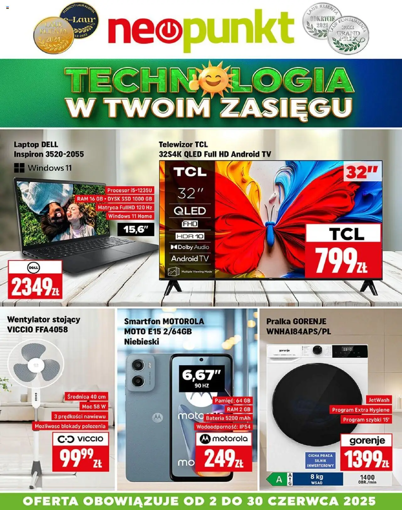 Neopunkt Gazetka od 02.06.2025 | Strona: 1 | Produkty: Laptop, Telewizor, Audio, Wentylator