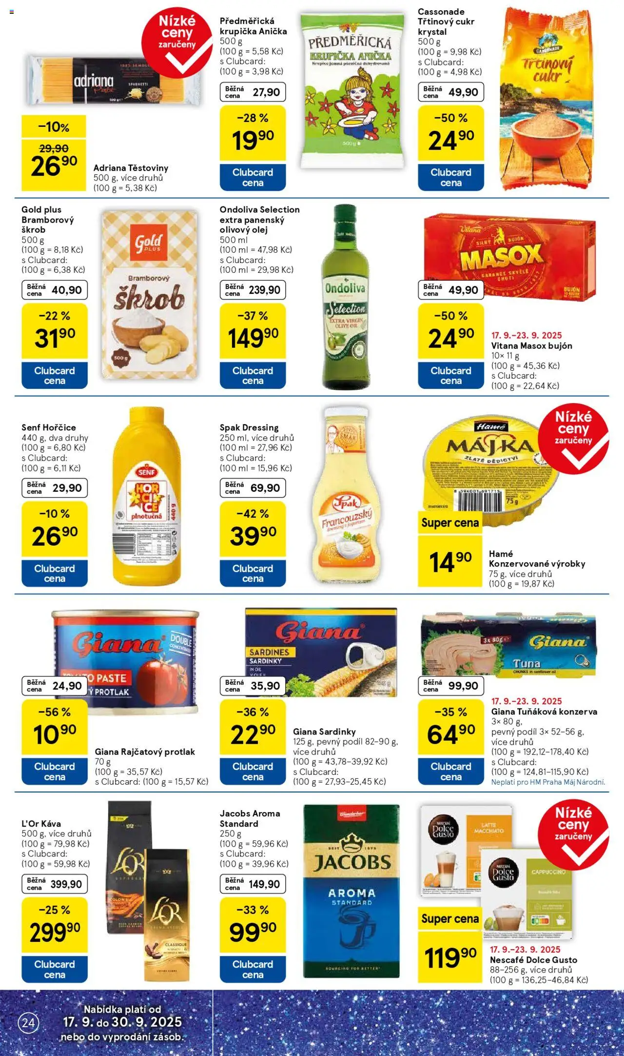 Tesco leták - Hypermarket od 17.09.2025 | Strana: 24 | Produkty: Hořčice, Masox, Semolina, Bramborový škrob