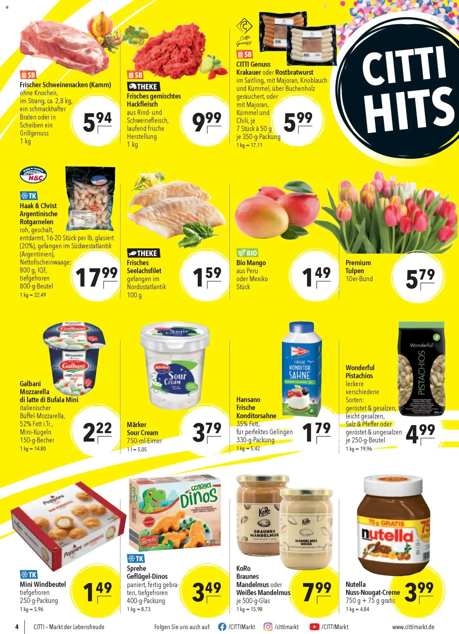 CITTI Markt Prospekt 	 – gültig ab 18.03.2026 | Seite: 4 | Produkte: Schweinenacken, Nutella, Pfeffer, Knoblauch