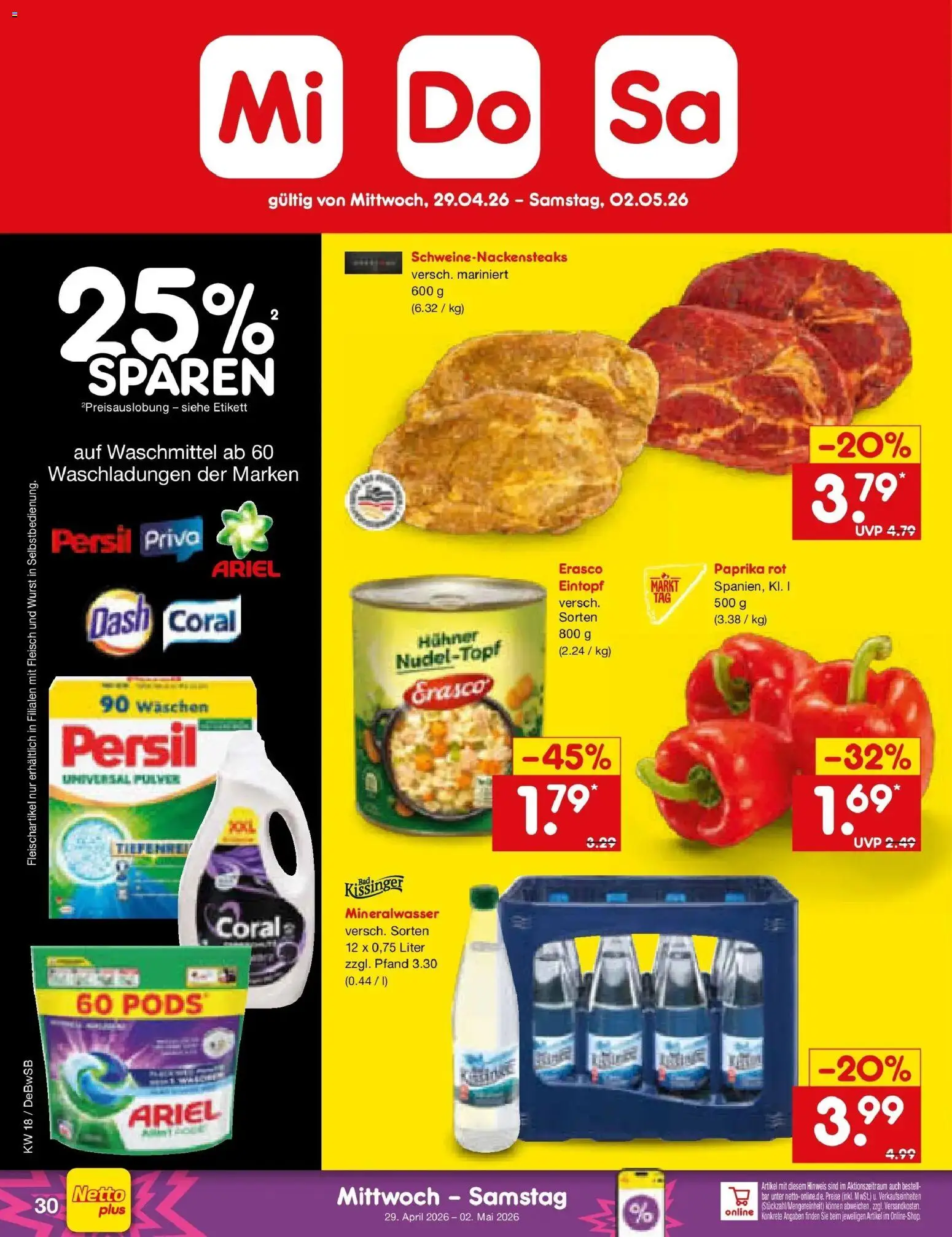 Netto Marken-Discount Prospekt Waiblingen-Bittenfeld	 – gültig ab 27.04.2026 | Seite: 46 | Produkte: Coral, Paprika, Erasco, Fleisch