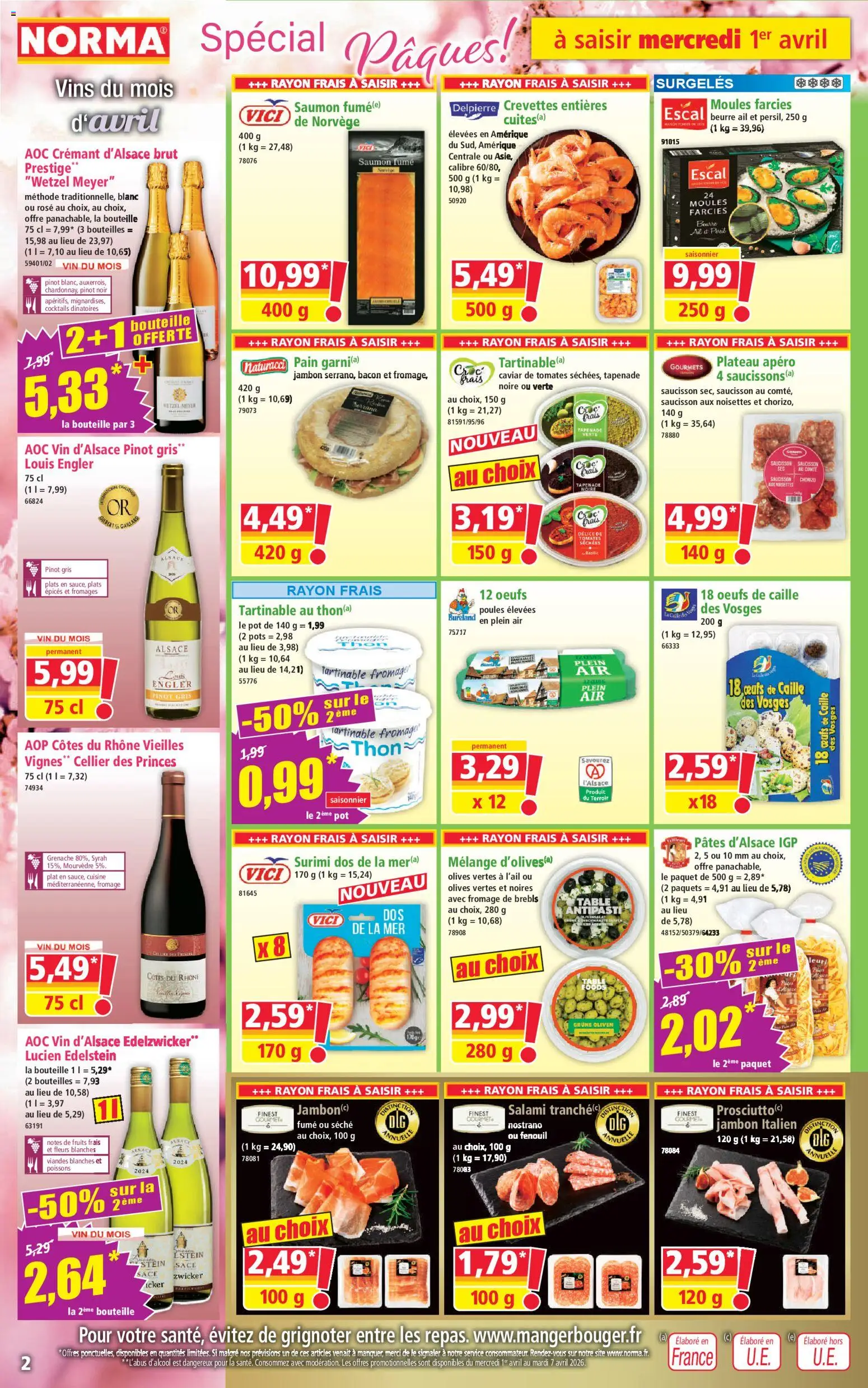 {H1} | Page: 2 | Produits: Thon, Pain, Vin, Crémant d'alsace