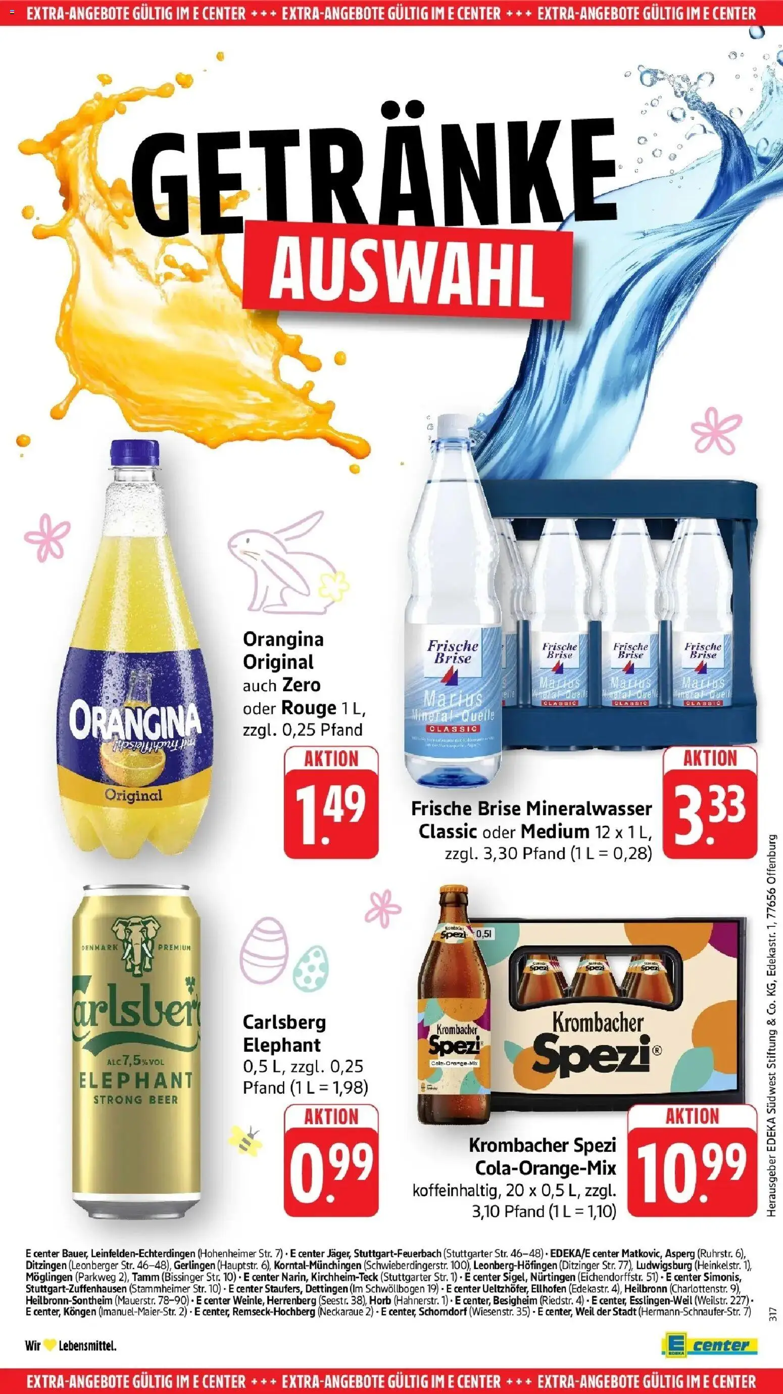 E center Prospekt Esslingen-Weil	 – gültig ab 29.03.2026 | Seite: 65 | Produkte: Carlsberg, Rouge, Mineralwasser, Krombacher