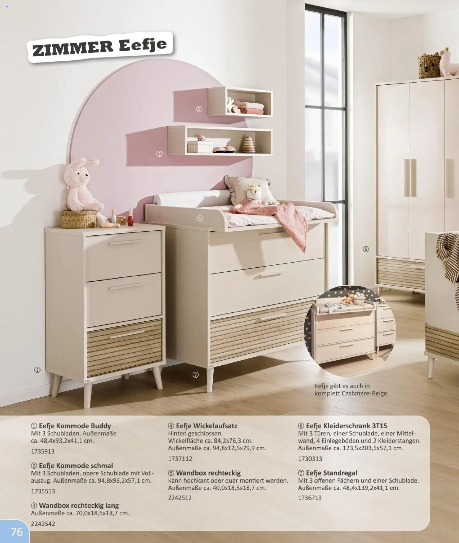 Vedes  Babykatalog  – gültig ab 01.01.2026 | Seite: 76 | Produkte: Kleiderschrank, Kommode