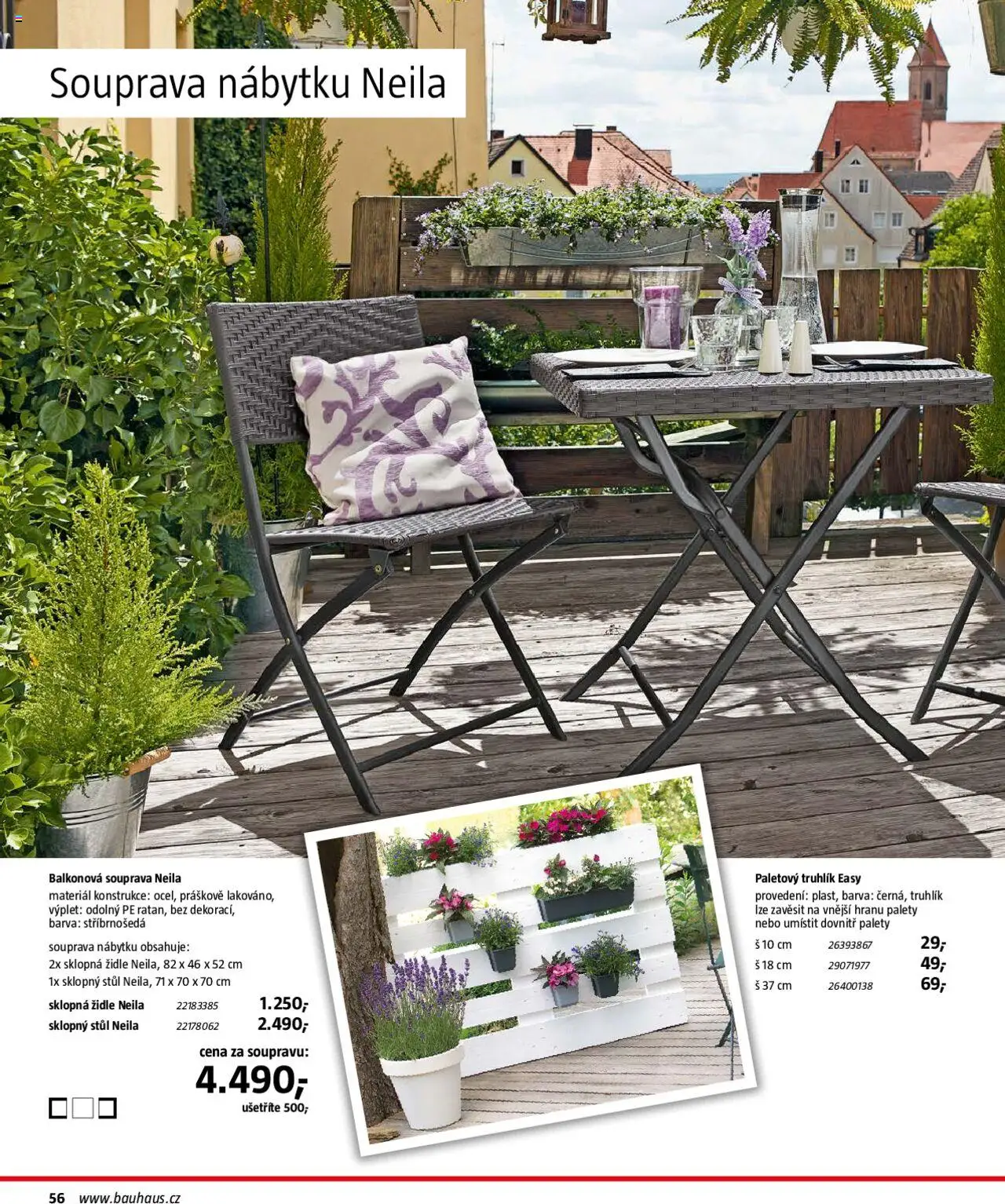 Bauhaus katalog Zahradní nábytek od 01.04.2025 | Strana: 56 | Produkty: Truhlík, Stůl, Židle