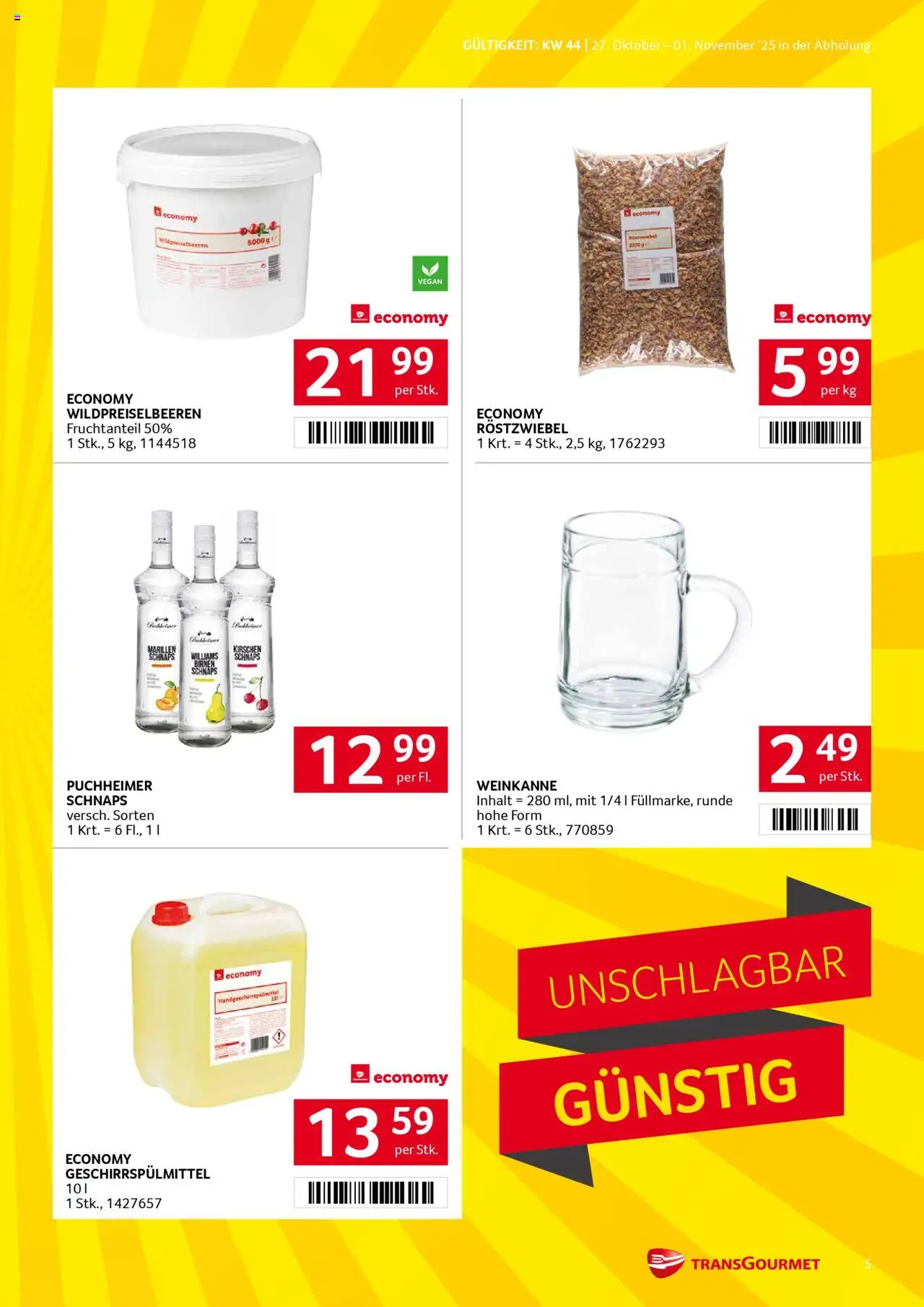 Transgourmet Flugblatt gültig ab 26.10.2025 | Seite: 5 | Produkte: Geschirrspülmittel