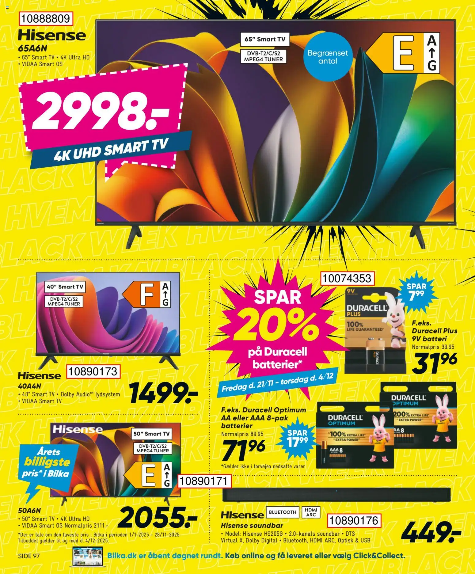 Bilka tilbudsavis – gyldig fra 28.11.2025 | Side: 12 | Produkter: Batterier, USB, TV, Batteri