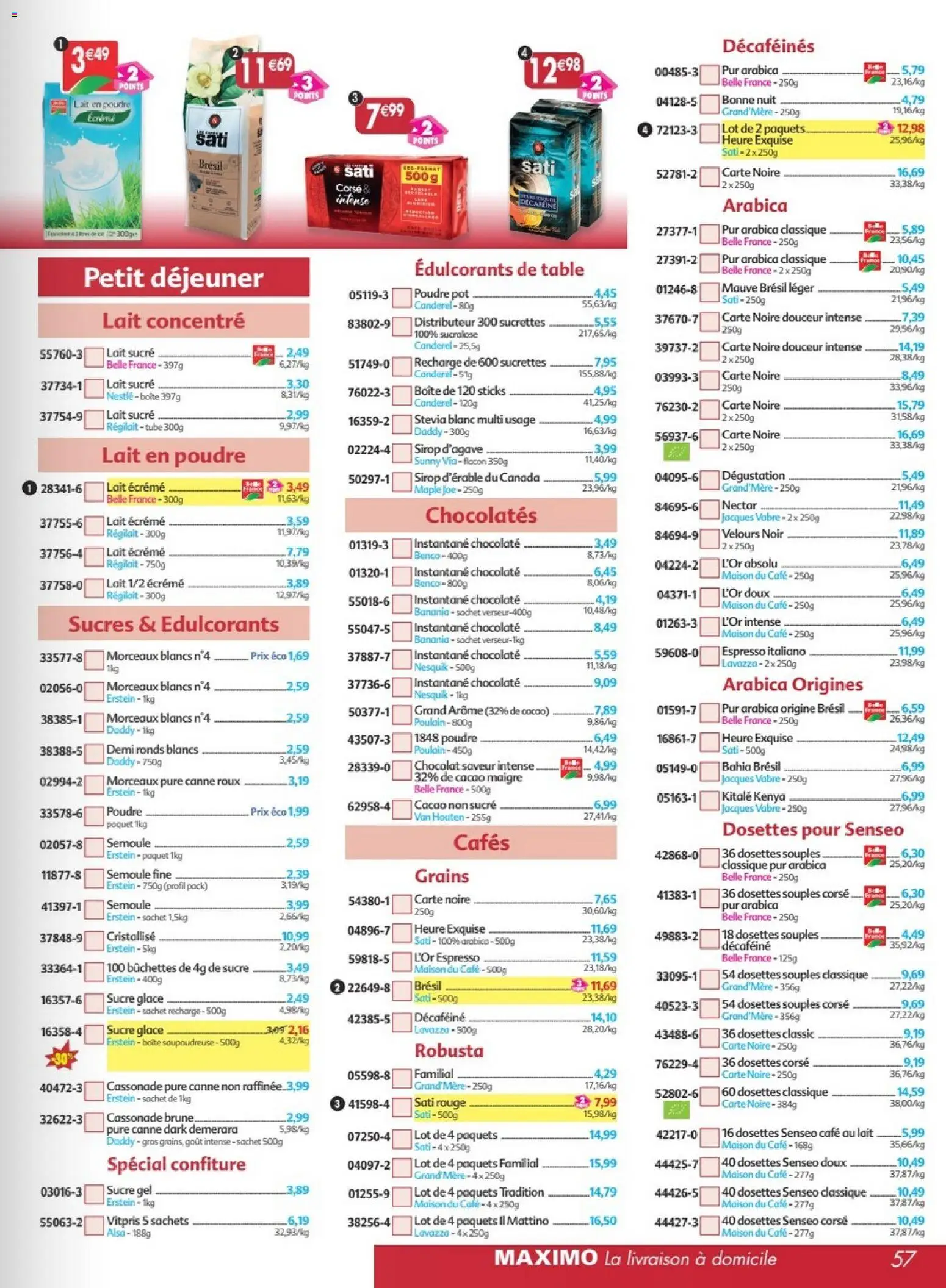 {H1} | Page: 57 | Produits: Senseo, Poudre, Table, Semoule