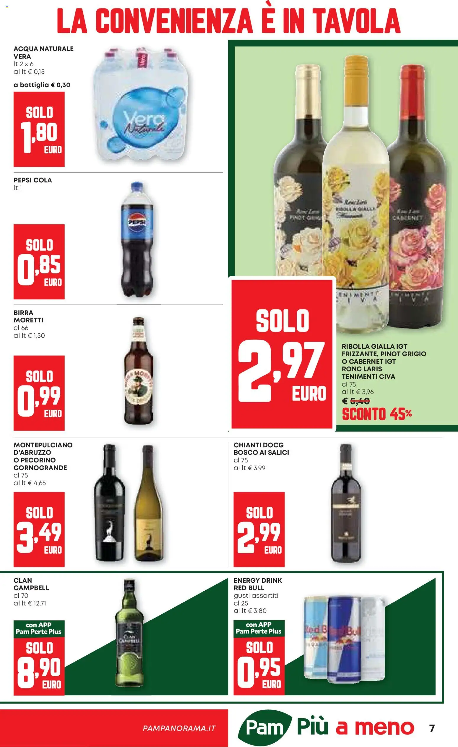 Volantino PAM del 23.10.2025 | Pagina: 7 | Prodotti: Red Bull, Pepsi, Bottiglia, Pecorino