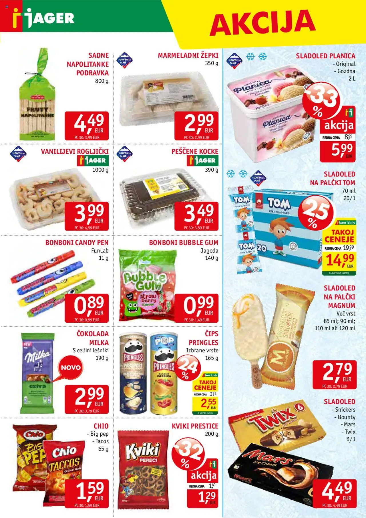 Jager katalog │ velja od 13.08.2025 | Stran: 11 | Izdelki: Napolitanke, Bonboni, Cokolada, Sladoled