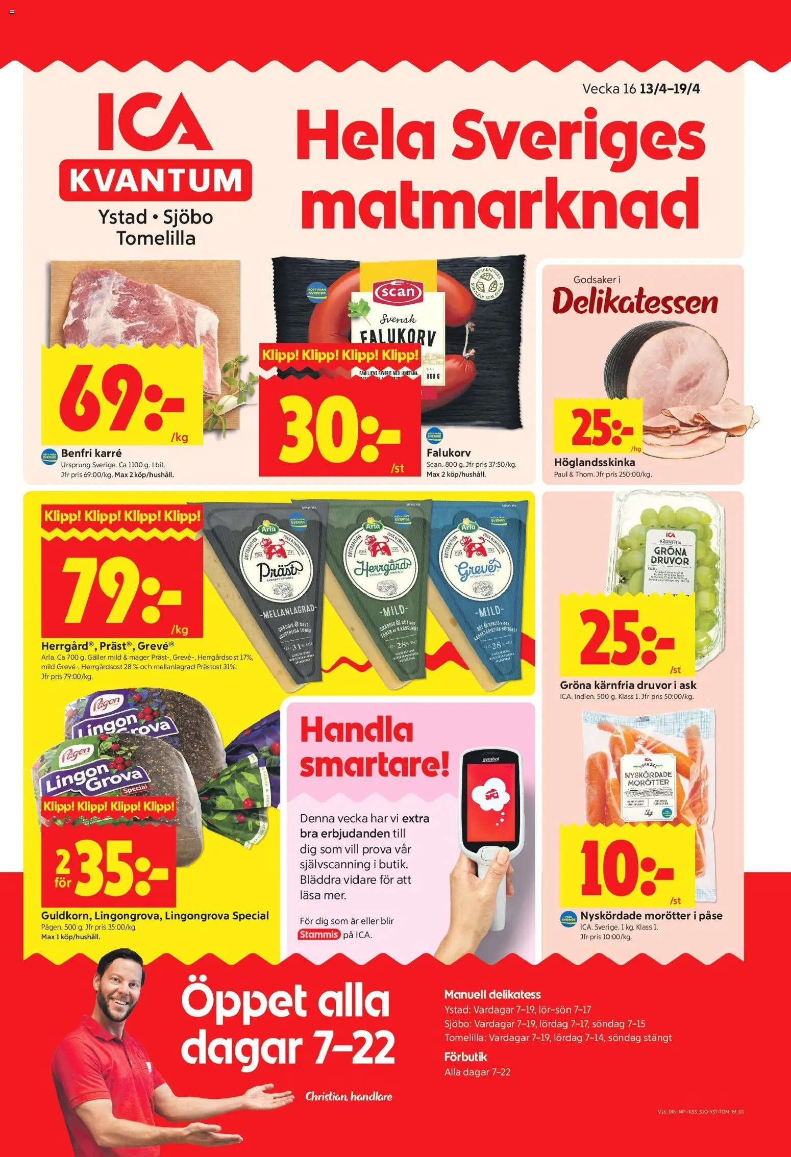 ICA Kvantum reklamblad aktuell från 13.04.2026 | Sida: 1 | Produkter: Salt, Lingongrova, Galler, Falukorv