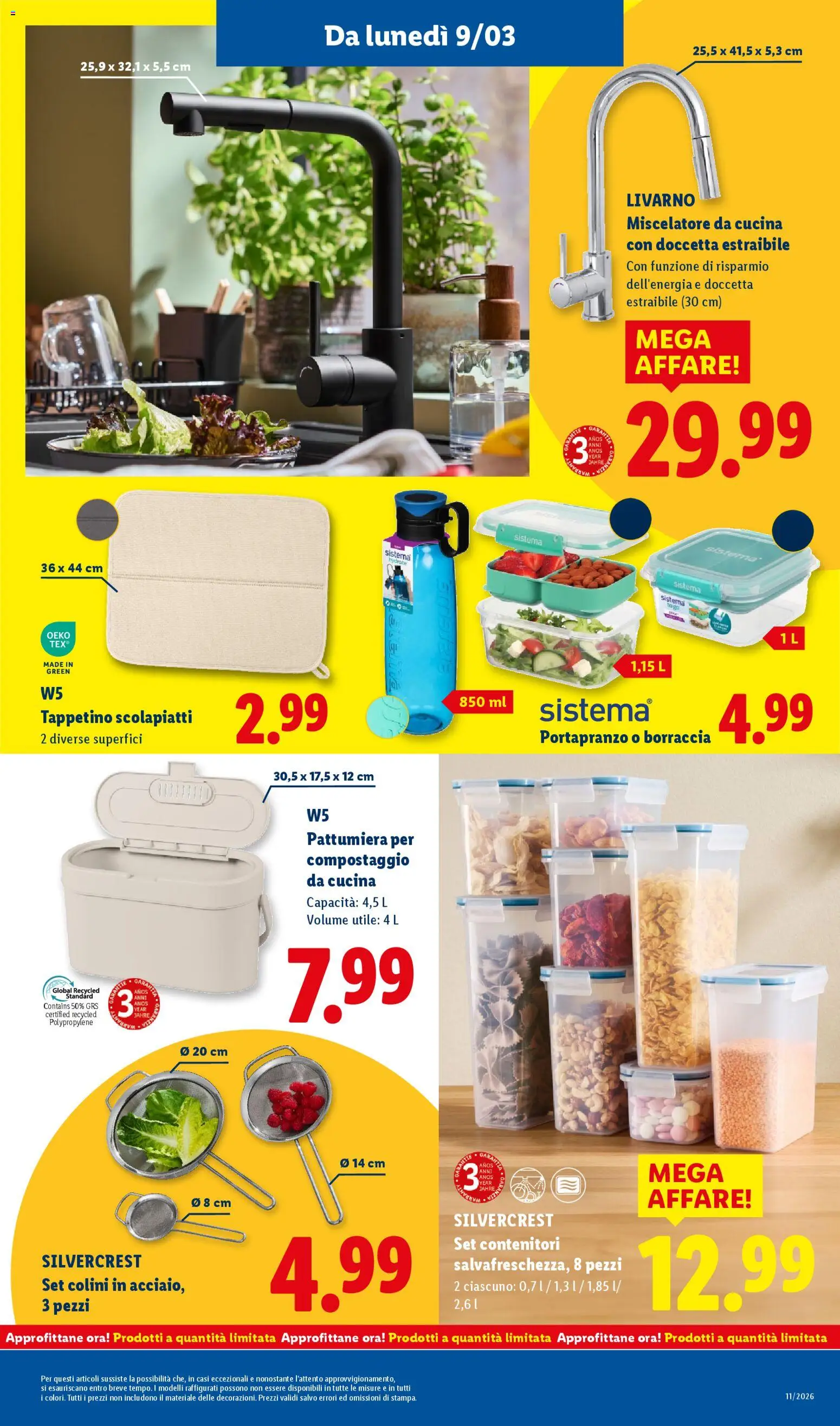 Volantino Lidl del 09.03.2026 | Pagina: 27 | Prodotti: Miscelatore, Pattumiera, Borraccia, Scolapiatti
