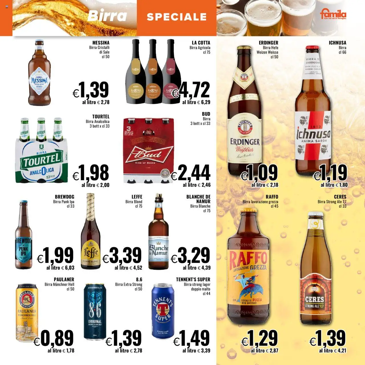 Volantino Famila del 11.08.2025 | Pagina: 5 | Prodotti: Tennent's, Birra, Sale, Ceres