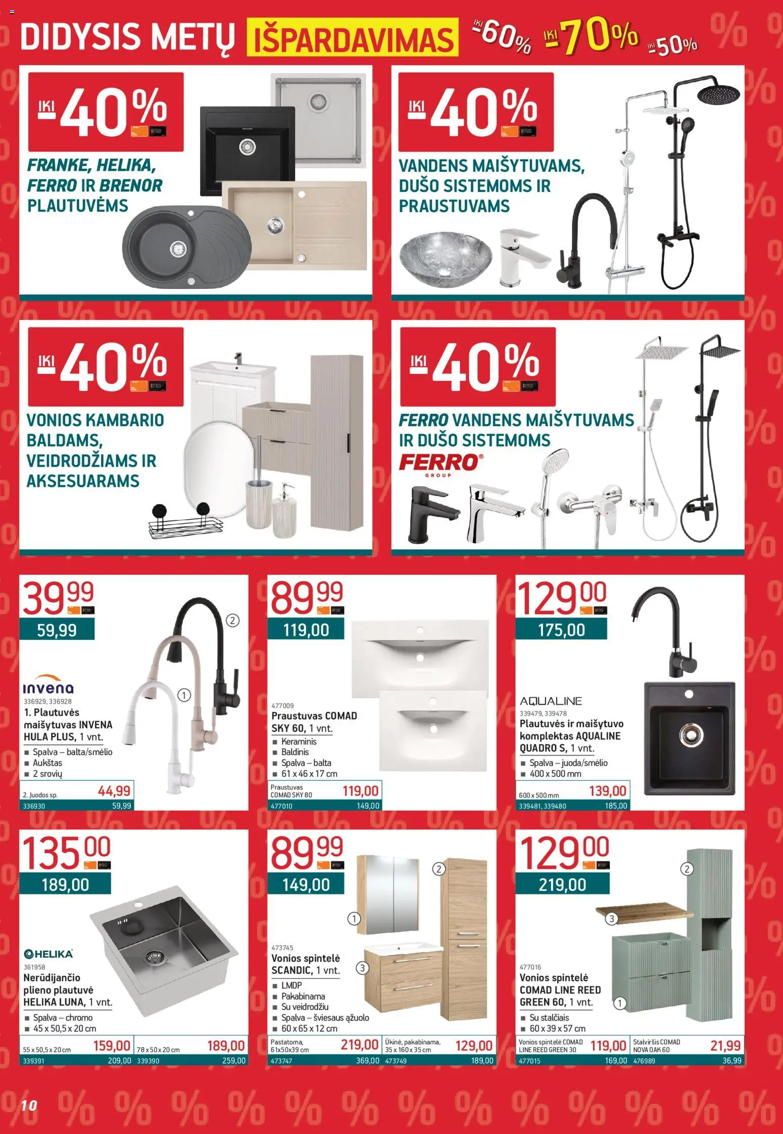 ERMITAŽAS akcijos nuo 02.02.2026 | Puslapis: 10 | Prekių: Maišytuvas, Spintelė, Praustuvas, Stalviršis