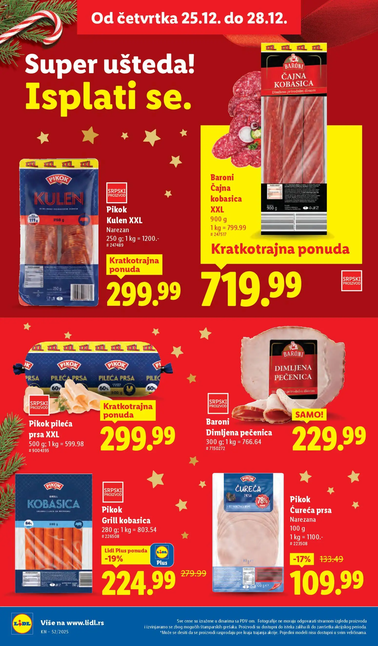 Lidl katalog - važi od 25.12.2025 | Strana: 18 | Proizvode: Pileća prsa, Kulen, Kobasica, Pečenica