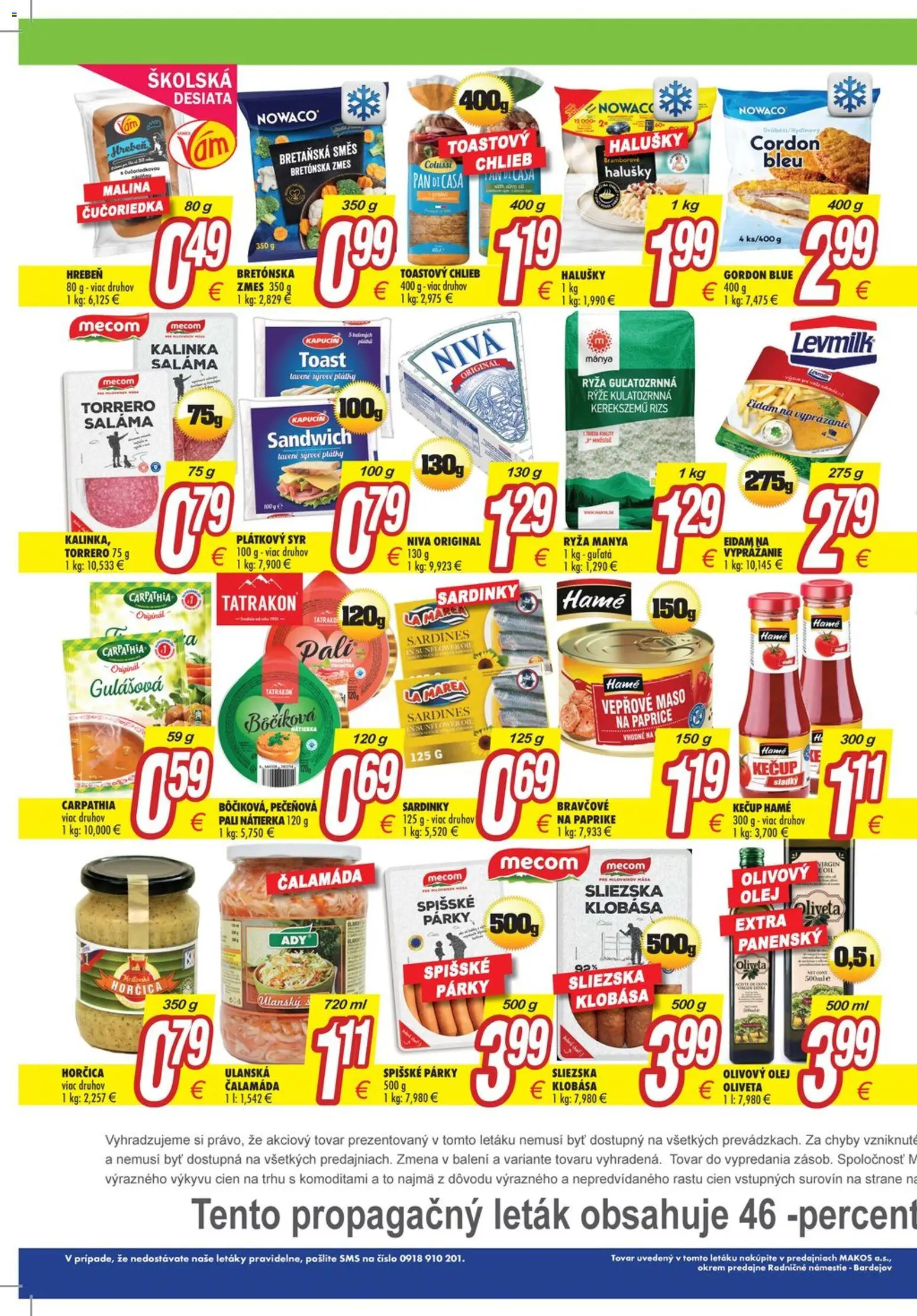 Nové Makos akcie – leták je platný od 27.10.2025 | Strana: 3 | Produkty: Syr, Chlieb, Ryža, Klobása