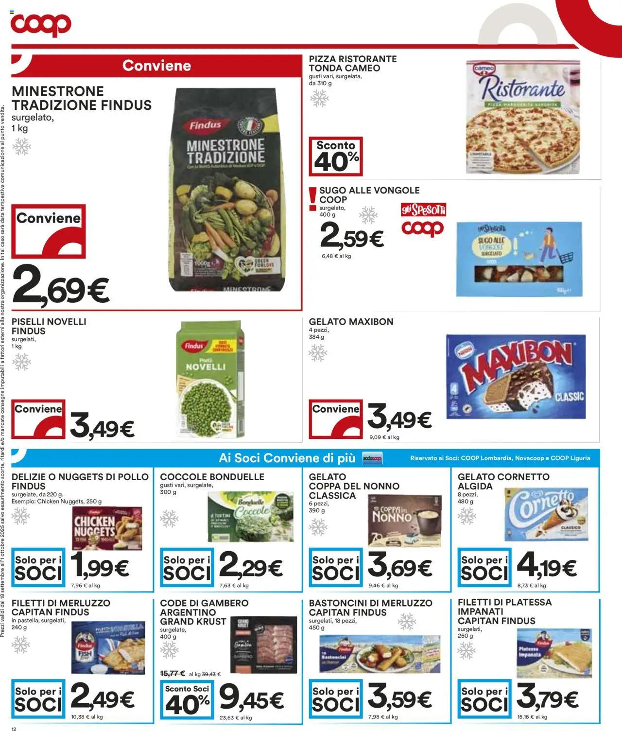 Volantino COOP del 18.09.2025 | Pagina: 12 | Prodotti: Minestrone, Vongole, Data, Sugo