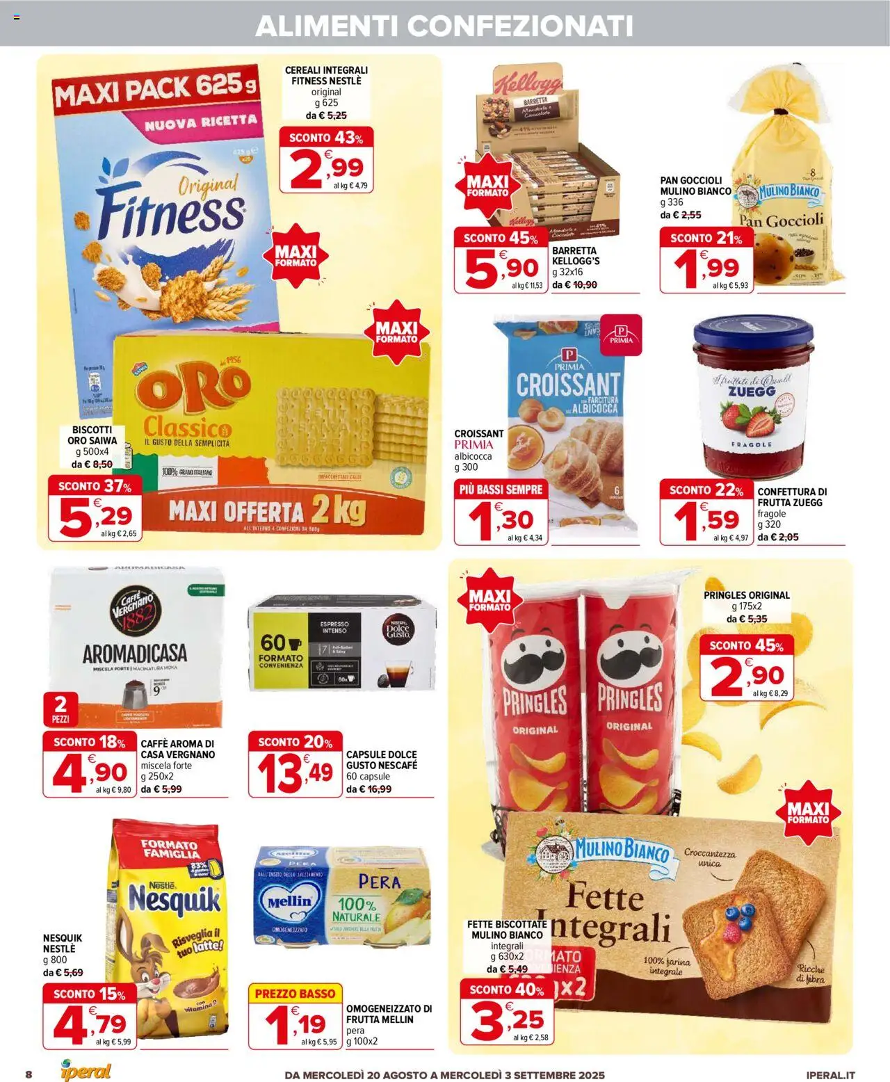 Volantino Iperal del 20.08.2025 | Pagina: 8 | Prodotti: Fragole, Biscotti, Frutta, Latte