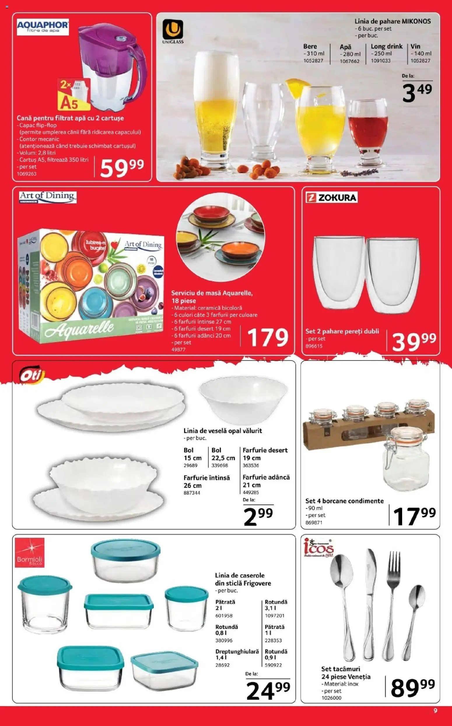 Noul catalog Selgros – valabil de la 17.04.2026 | Pagină: 9 | Produse: Farfurie, Bere, Condimente, Apă