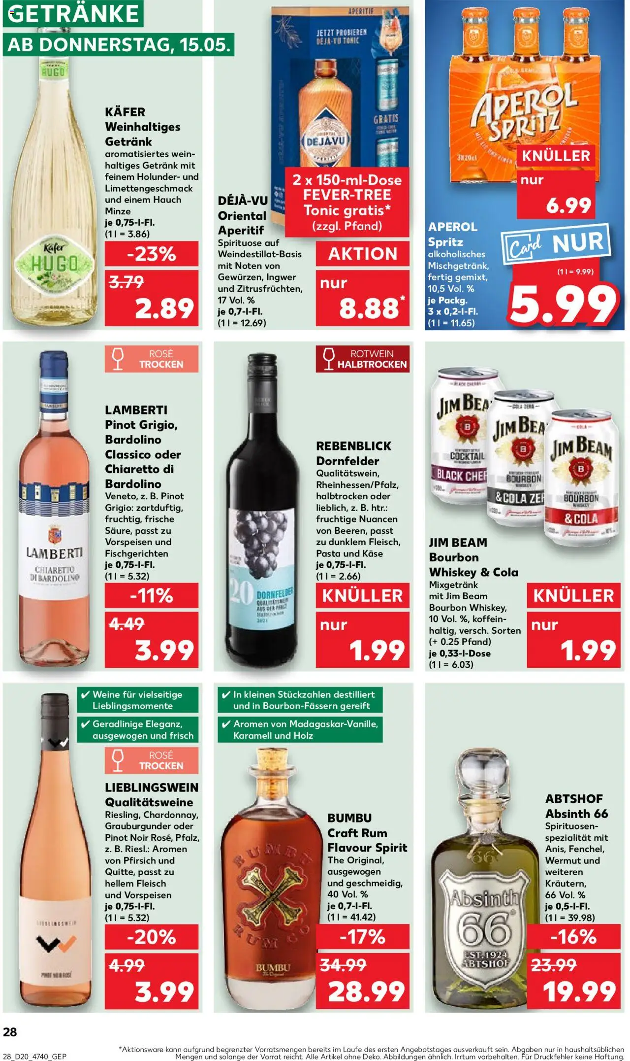 Kaufland - Hannover, Bornumer Straße 141 - gültig ab dem 15.05.2025 | Seite: 28 | Produkte: Pasta, Bourbon, Hugo, Whiskey