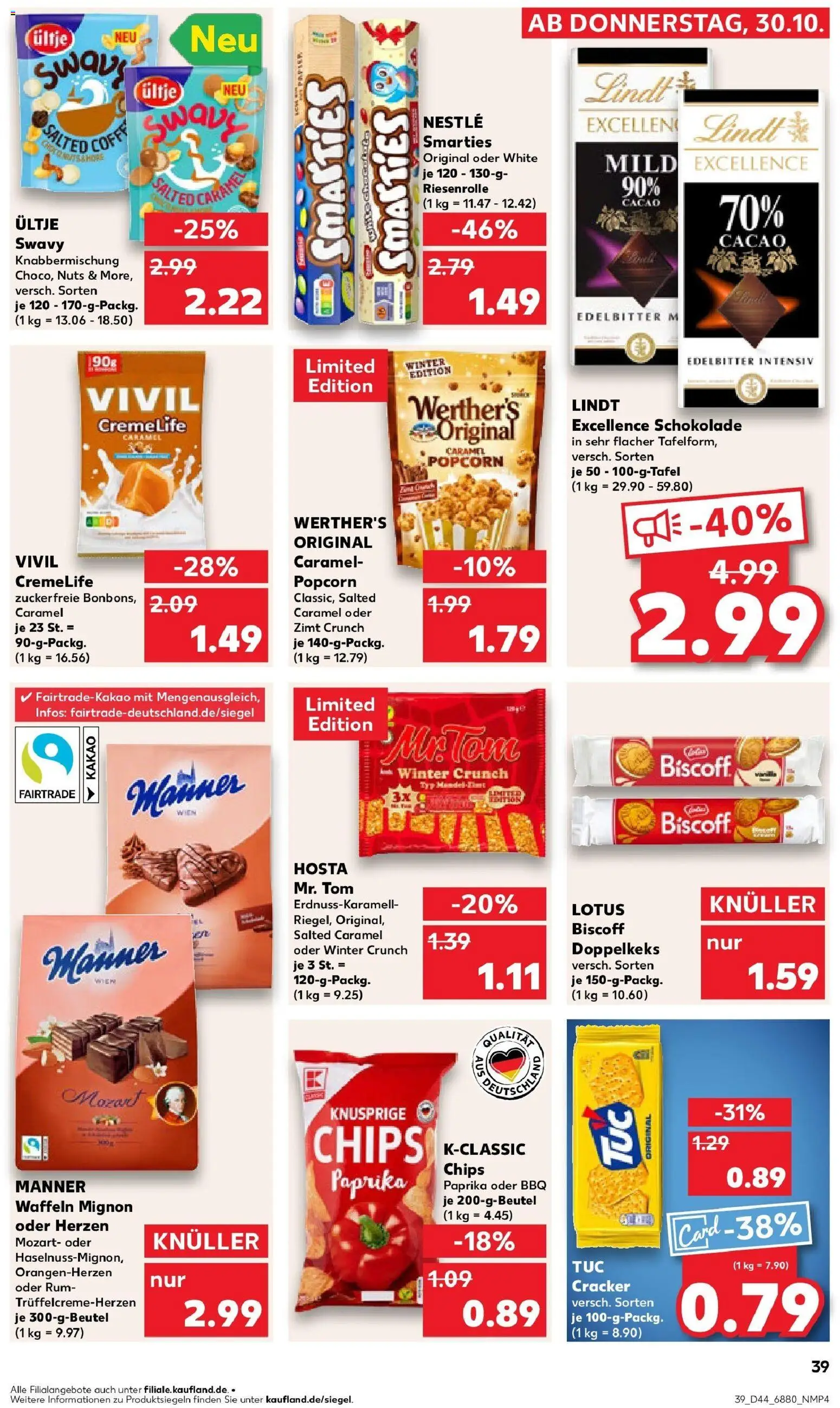 Kaufland prospekt St. Ingbert	 – gültig ab 30.10.2025 | Seite: 39 | Produkte: Schokolade, Rum, Paprika, Lindt
