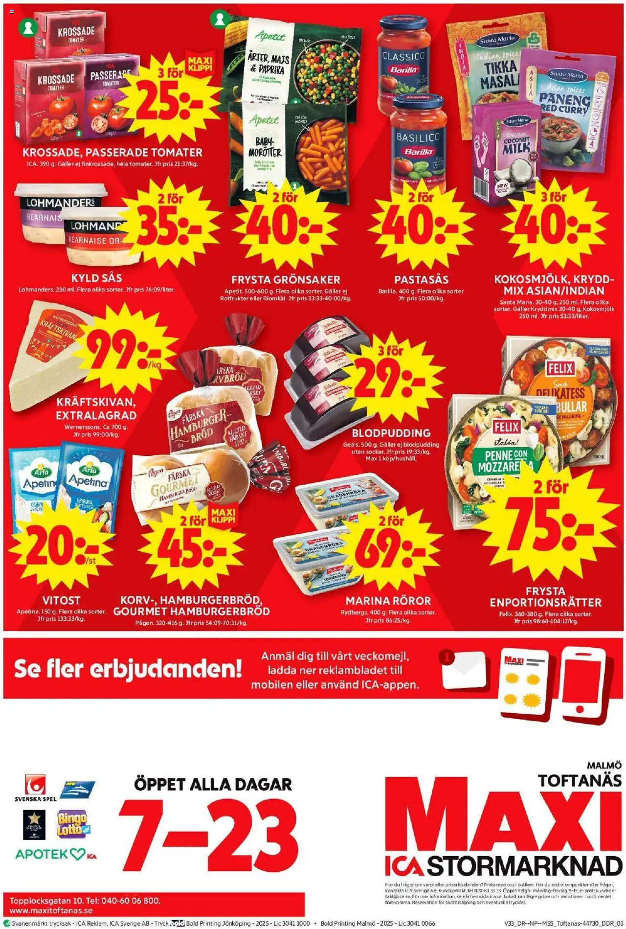 ICA Maxi reklamblad aktuell från 11.08.2025 | Sida: 12 | Produkter: Galler, Makaroner, Hamburgerbröd, Bröd