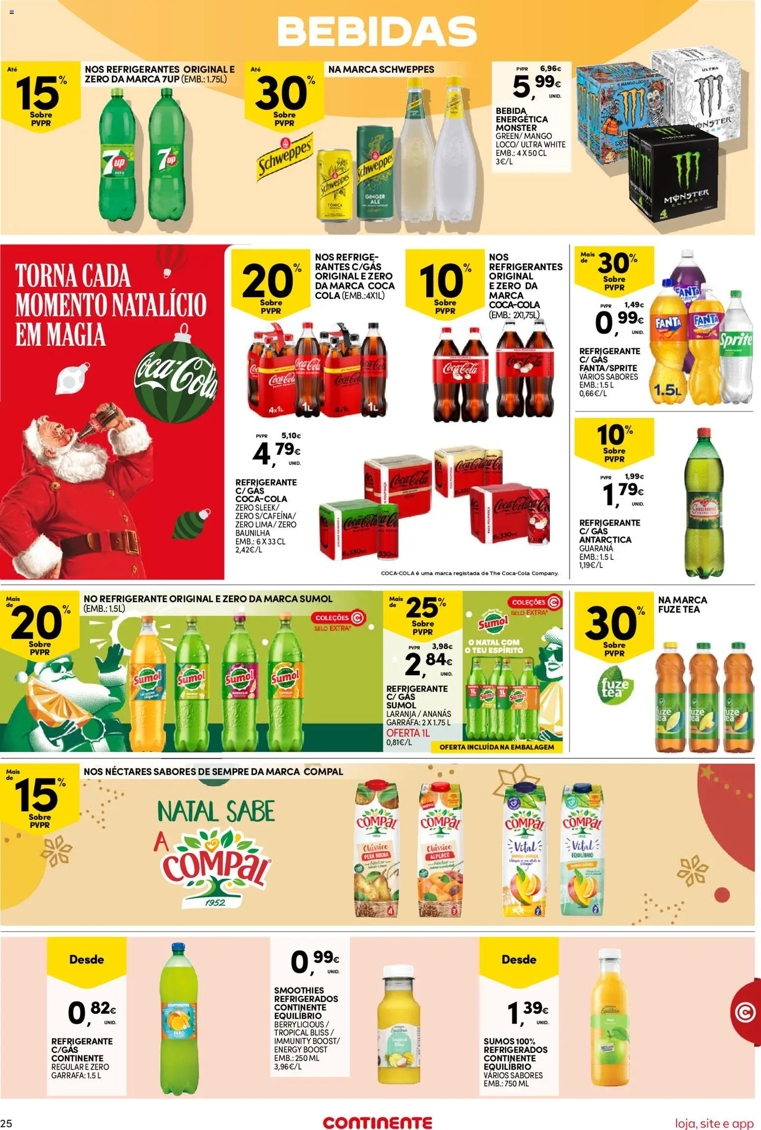 Continente Semanal Continente Bom Dia │ válido de 16.12.2025 | Página: 25 | Produtos: Refrigerante, Sumo, Coca-cola, Bebida