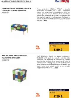 Anteprima del volantino Eurobrico Poltrone e Pouf catalogo valido a partire dal 23.07.2025 | Pagina: 11 | Prodotti: Poggiapiedi, Panca, Contenitore, Armadio
