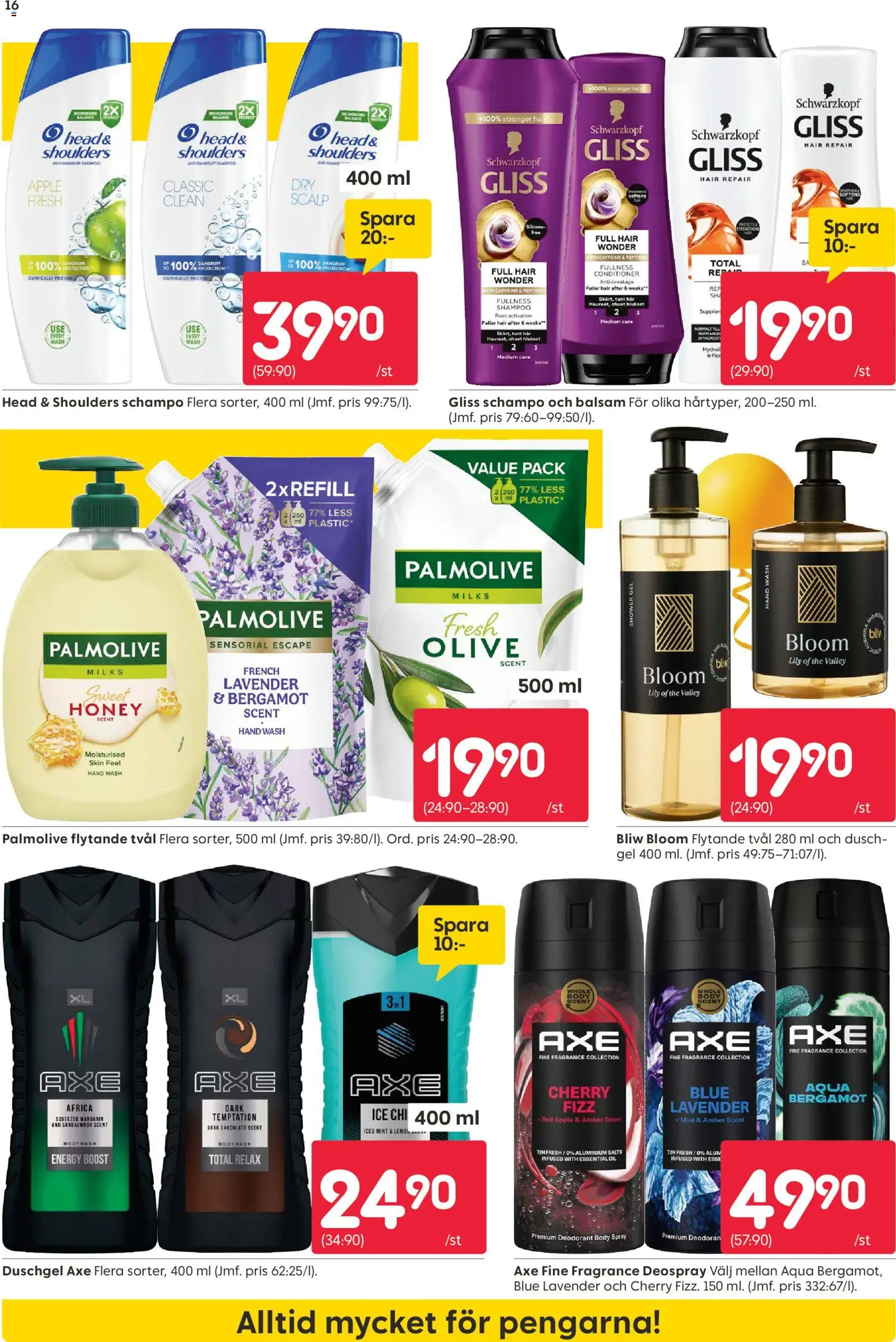 Rusta reklamblad aktuell från 20.04.2026 | Sida: 16 | Produkter: Schampo, Tvål, Deodorant, Äpple