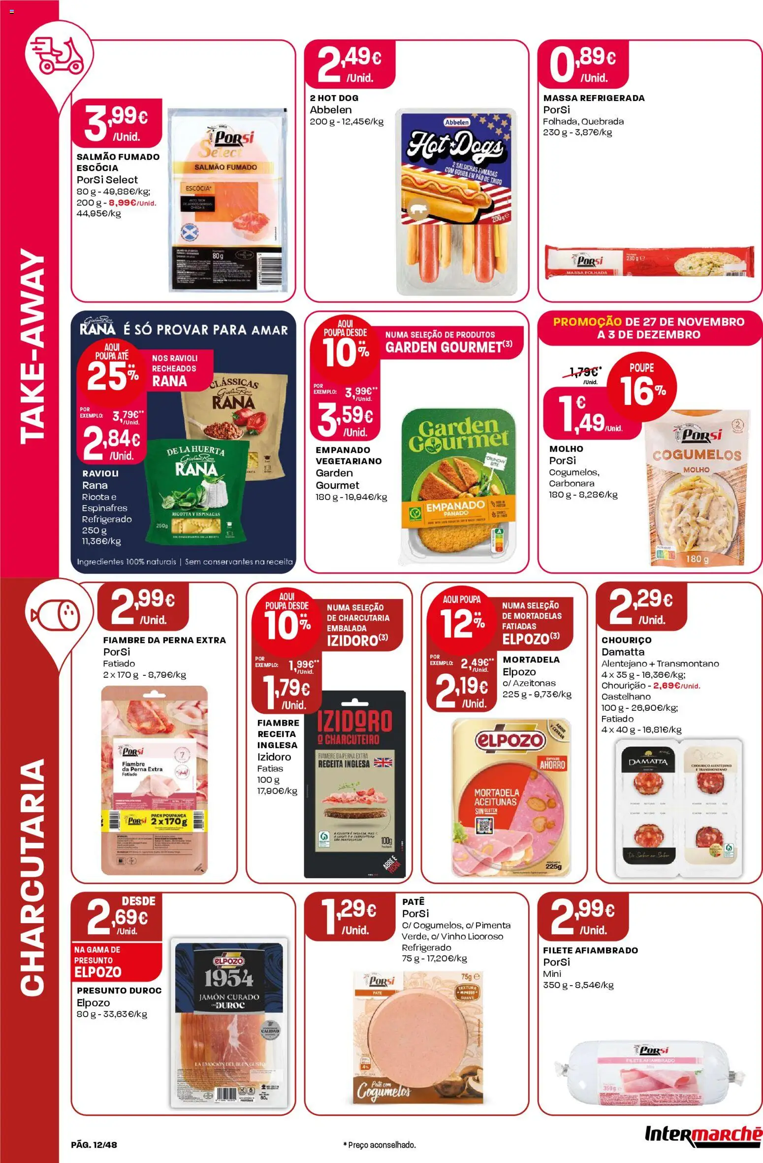 Intermarché - Black Friday │ válido de 27.11.2025 | Página: 12 | Produtos: Espinafres, Salmão, Presunto, Chouriço