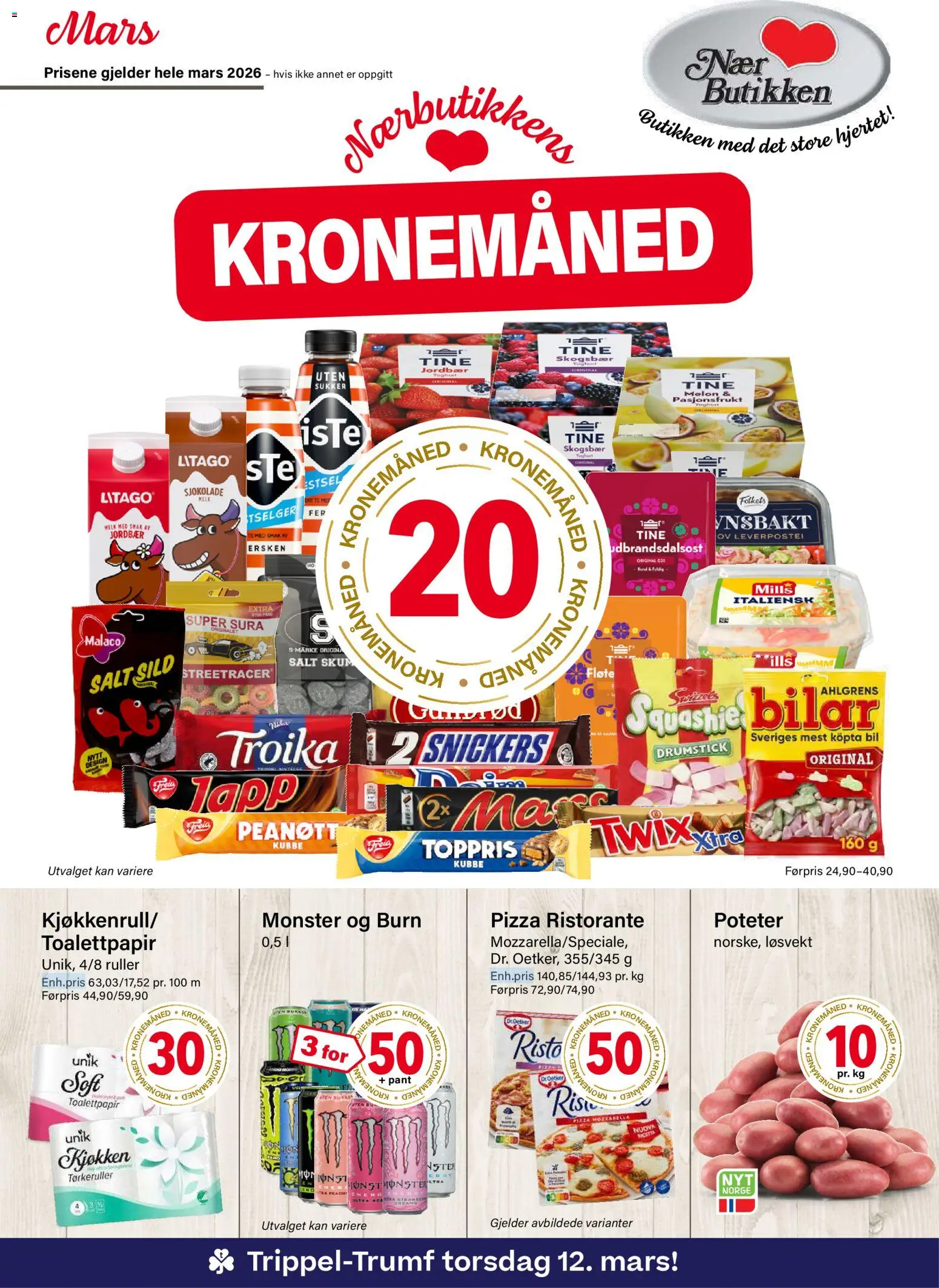 {H1} | Side: 1 | Produkter: Melk, Jordbær, Melon, Leverpostei