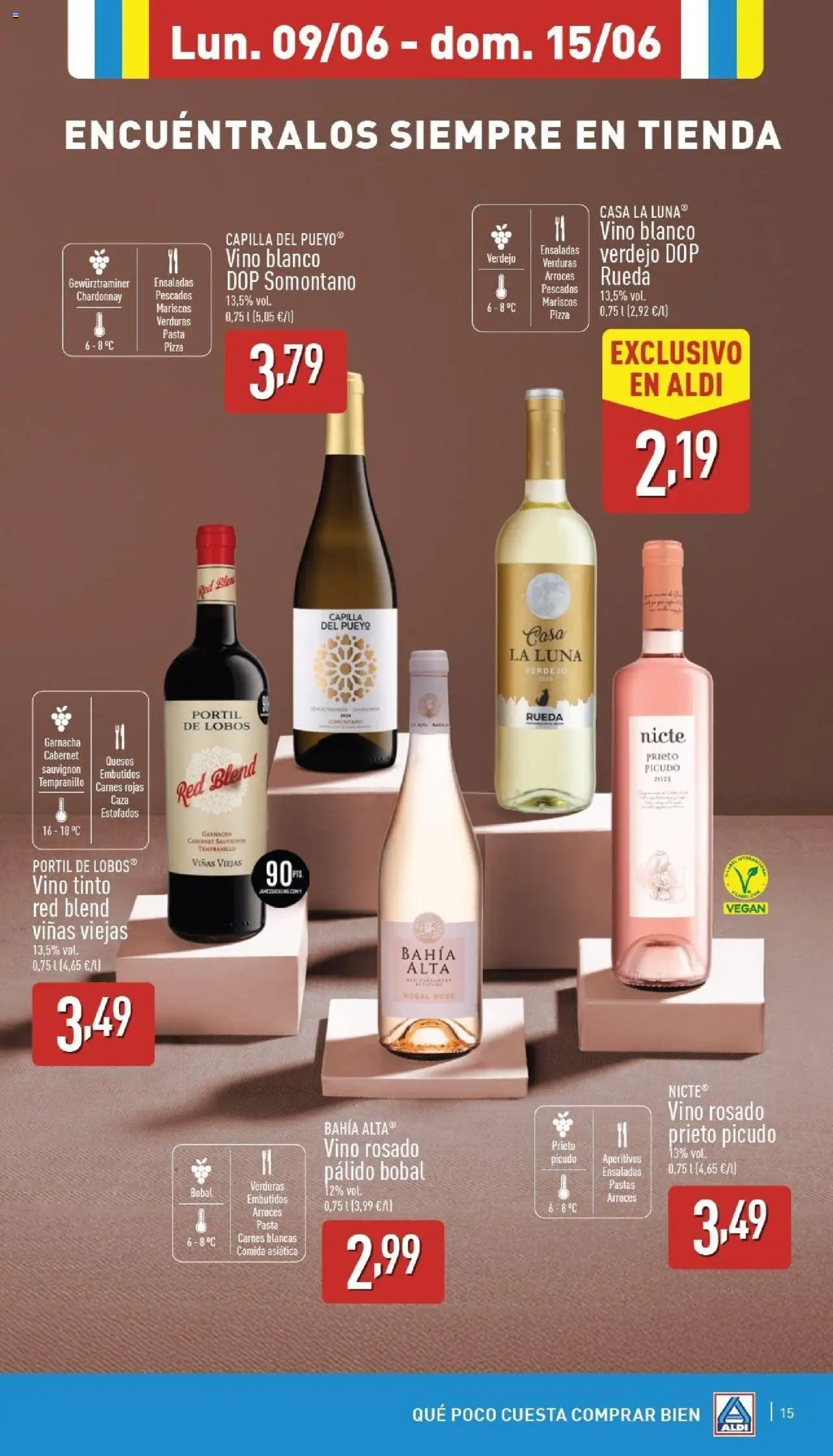 Aldi folleto Canarias │ válido desde el 09.06.2025 | Página: 15 | Productos: Pizza, Vino, Pasta, Νυχτικό
