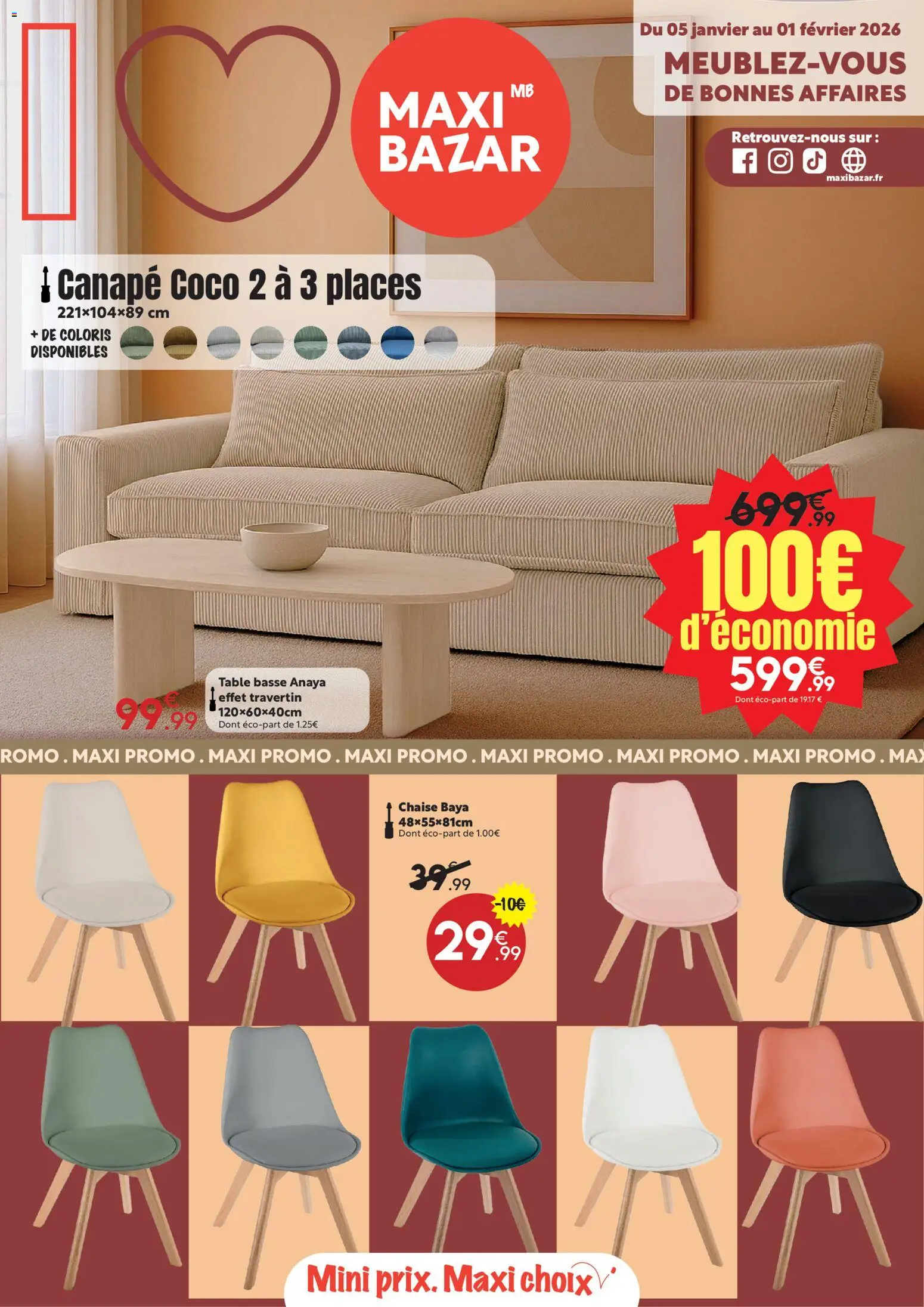 {H1} | Page: 1 | Produits: Canapé, Table basse, Table, Chaise