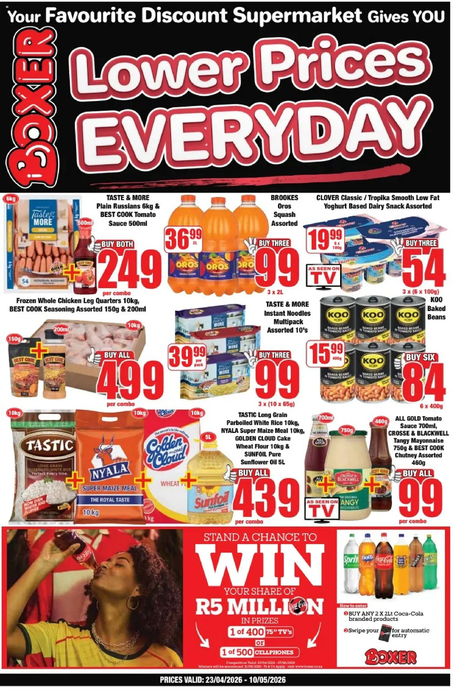 New Boxer catalogue – valid from 23.04.2026 | Page: 1 | Products: Cake, Beans, Oil, Mayonnaise