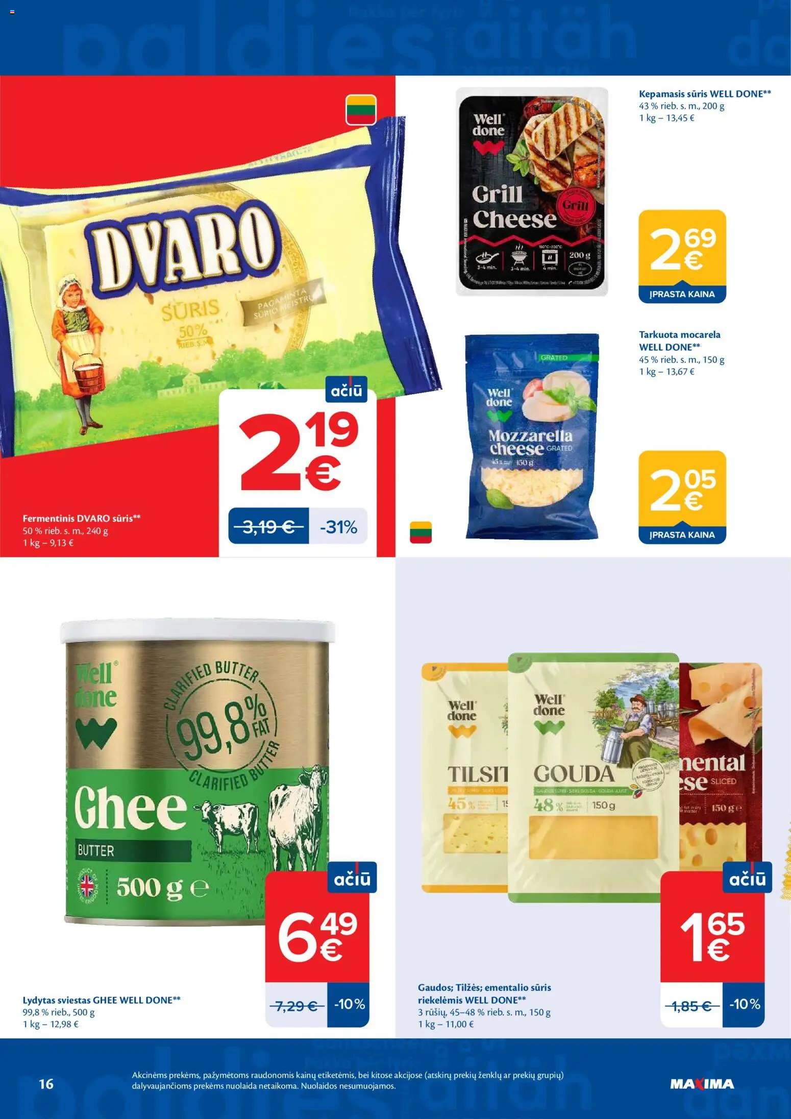 MAXIMA akcijos nuo 28.04.2026 | Puslapis: 16 | Prekių: Sūris, Sviestas