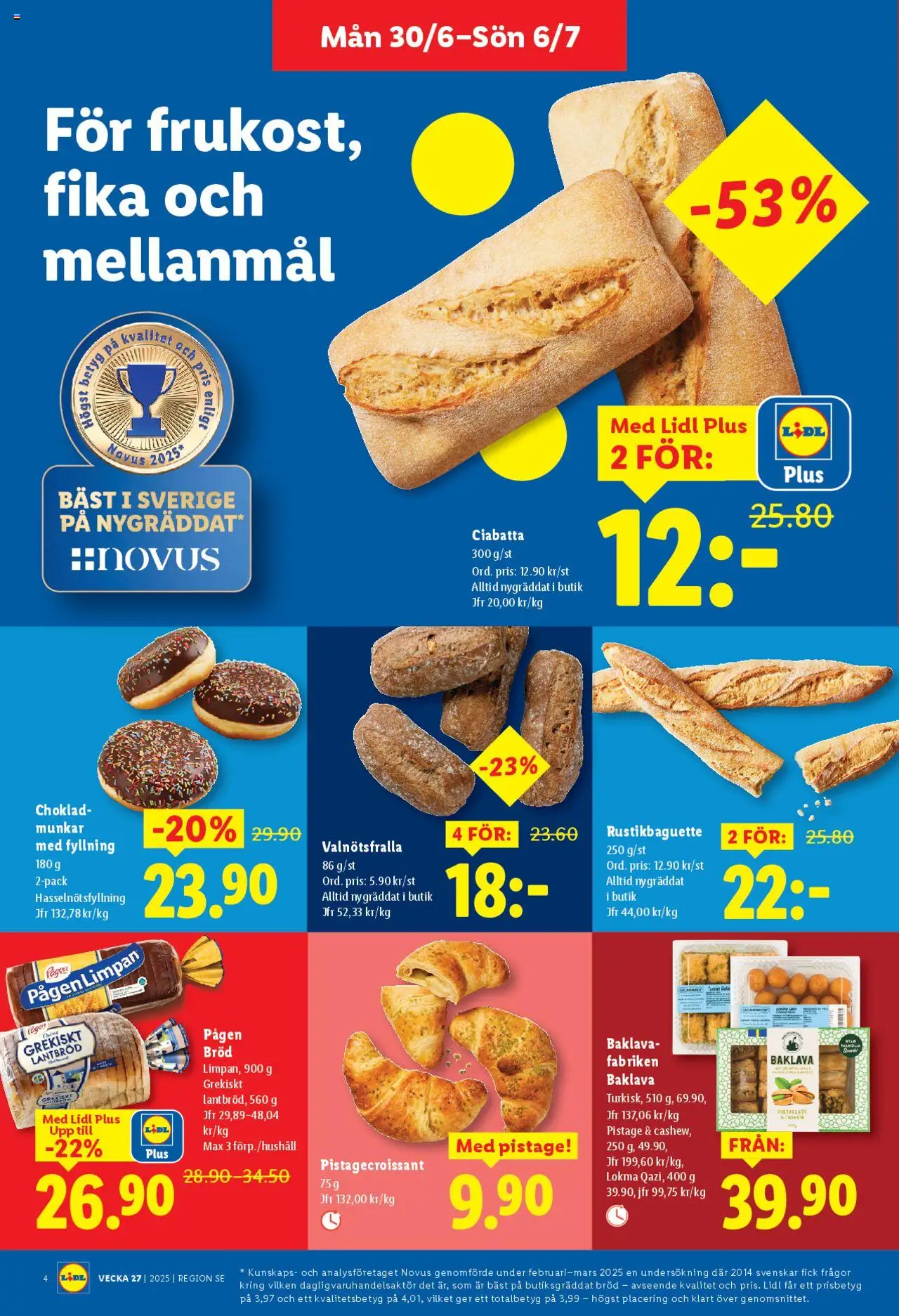Lidl reklamblad aktuell från 30.06.2025 | Sida: 4 | Produkter: Bröd, Choklad, Lantbröd