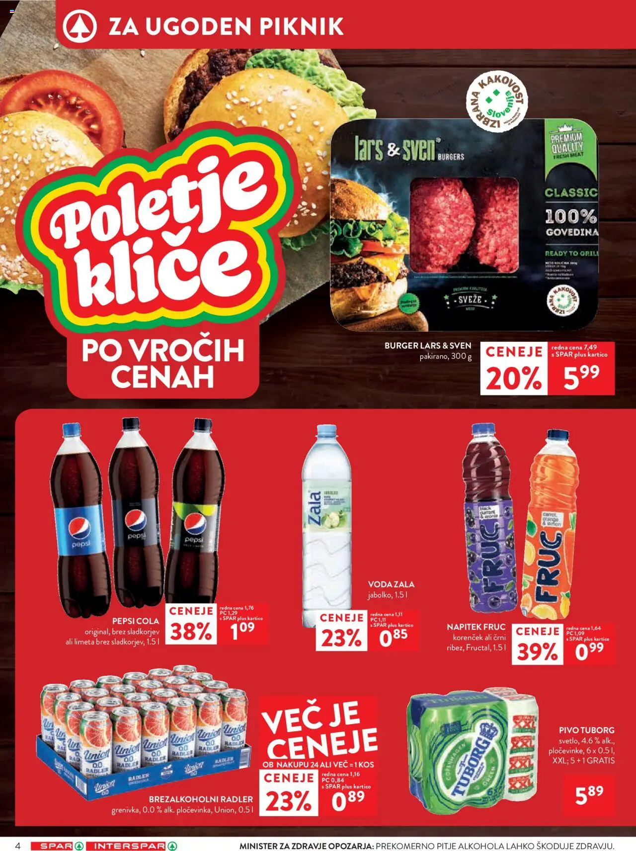 Spar katalog 23/25 │ velja od 04.06.2025 | Stran: 4 | Izdelki: Limeta, Radler, Pivo, Voda