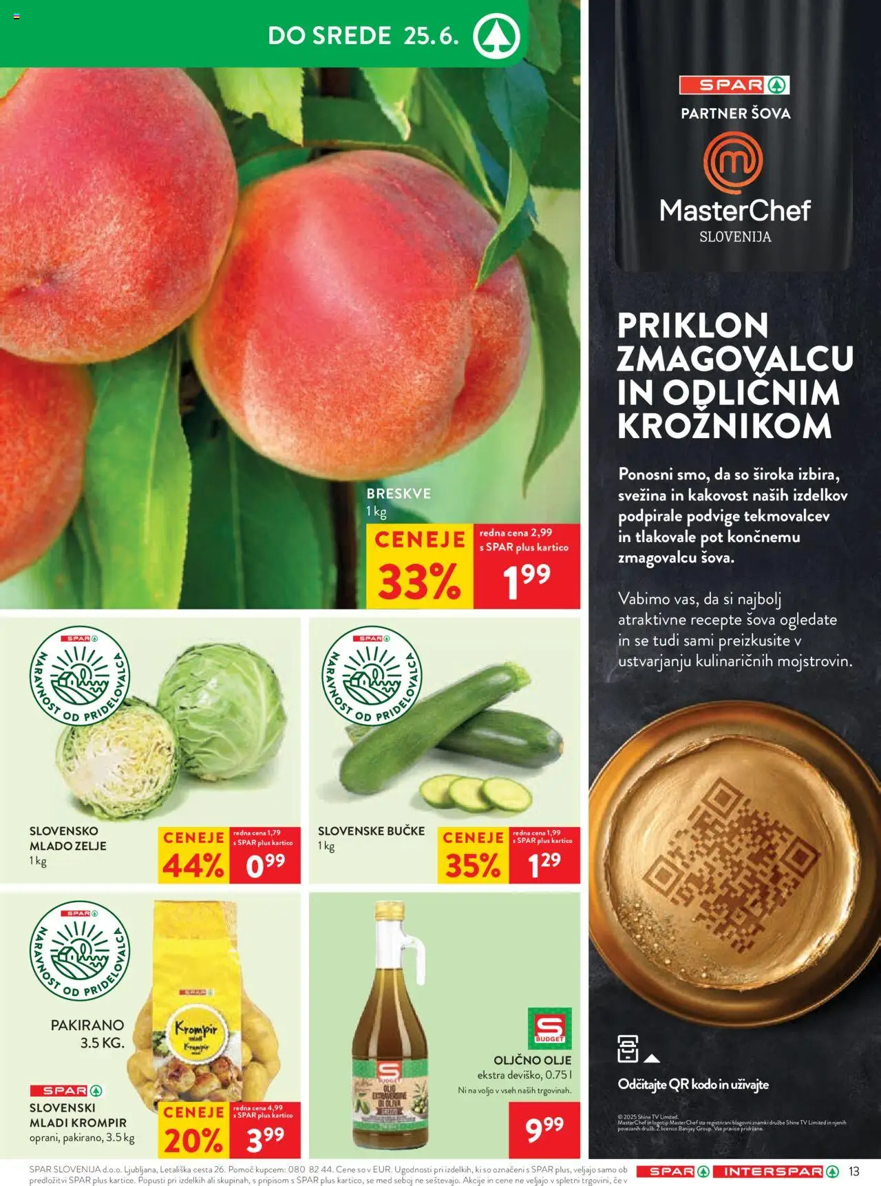 Spar katalog 25/25 │ velja od 18.06.2025 | Stran: 13 | Izdelki: Oljčno olje, Olje, Krompir, Zelje
