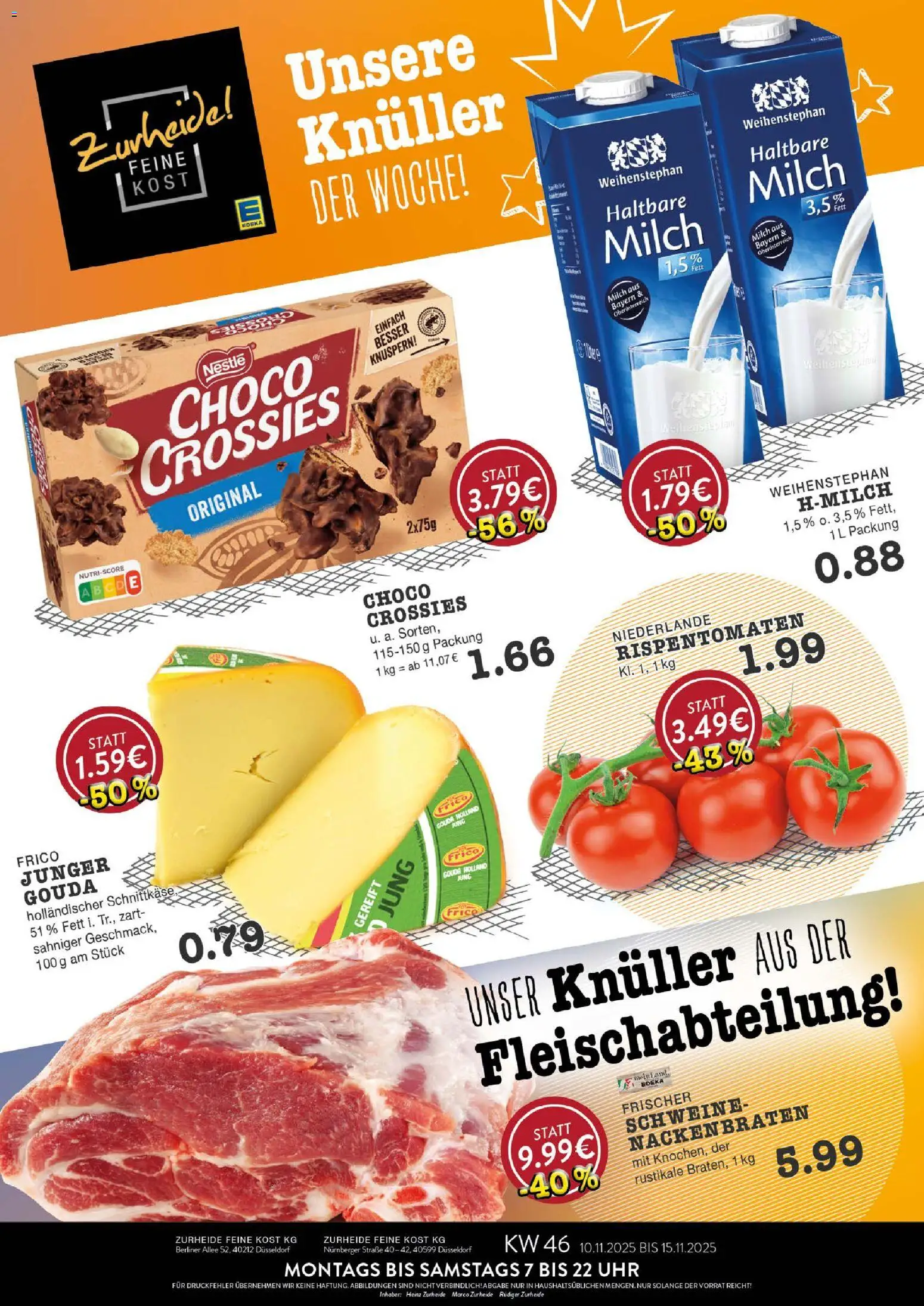 Edeka Zurheide Prospekt 	 – gültig ab 10.11.2025 | Seite: 1 | Produkte: Berliner, Gouda, Haltbare milch, Uhr
