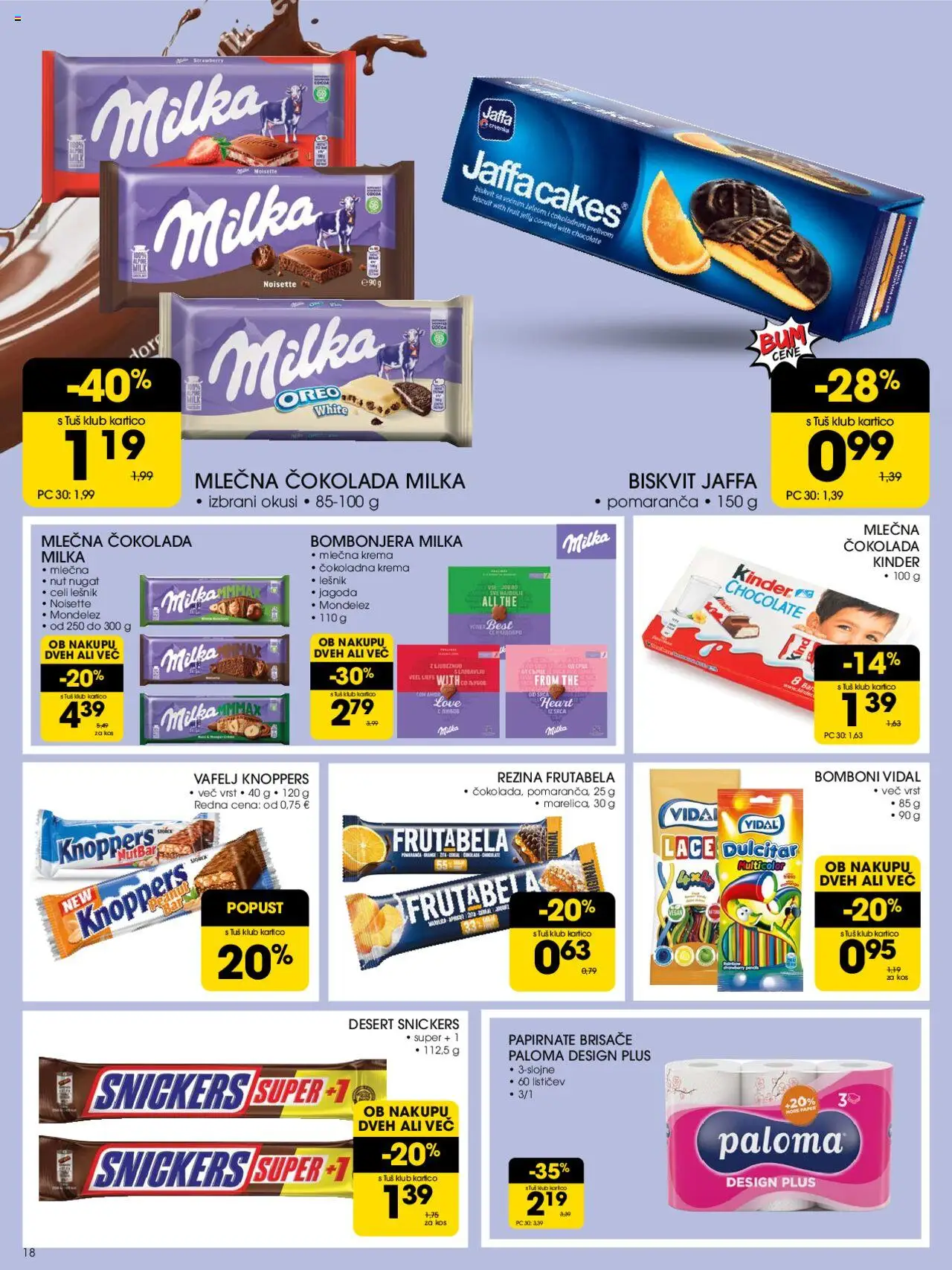 Tuš katalog │ velja od 18.06.2025 | Stran: 18 | Izdelki: Papirnate brisače, Kos, Krema, Cokolada